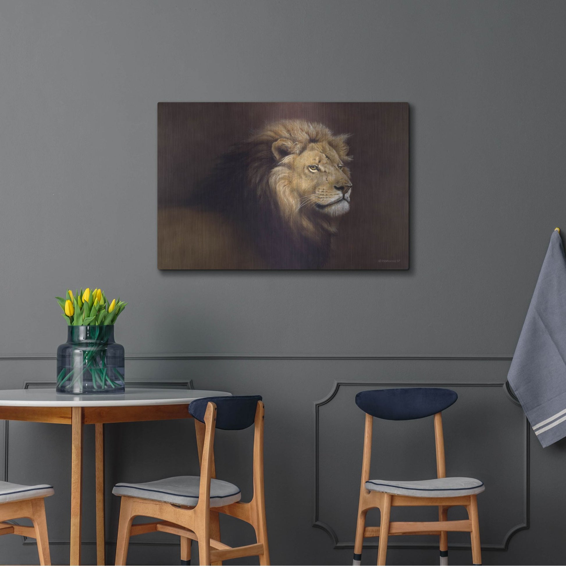 Luxe Metal Art 'Lion Male' by Harro Maass, Metal Wall Art,36x24