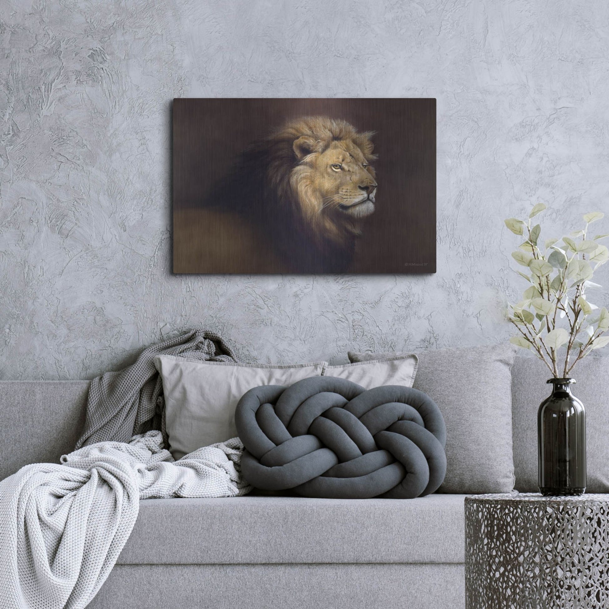 Luxe Metal Art 'Lion Male' by Harro Maass, Metal Wall Art,36x24
