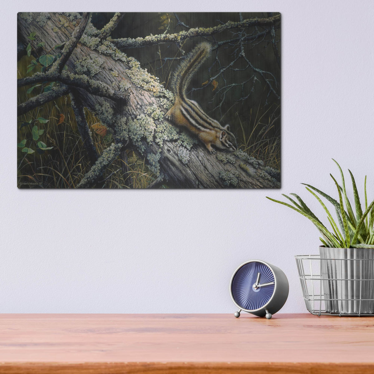 Luxe Metal Art 'Eastern Chipmunk' by Harro Maass, Metal Wall Art,16x12