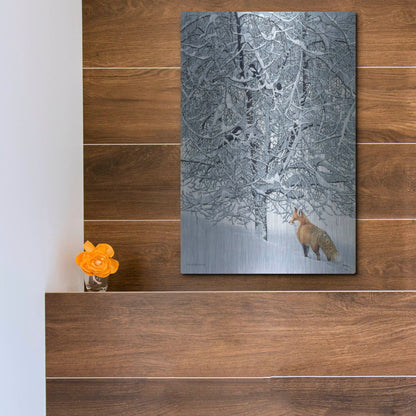 Luxe Metal Art 'Fox In Snow' by Harro Maass, Metal Wall Art,12x16