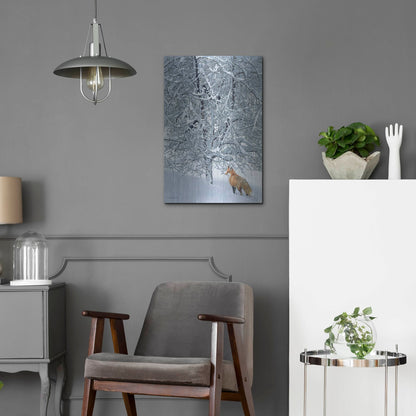 Luxe Metal Art 'Fox In Snow' by Harro Maass, Metal Wall Art,16x24