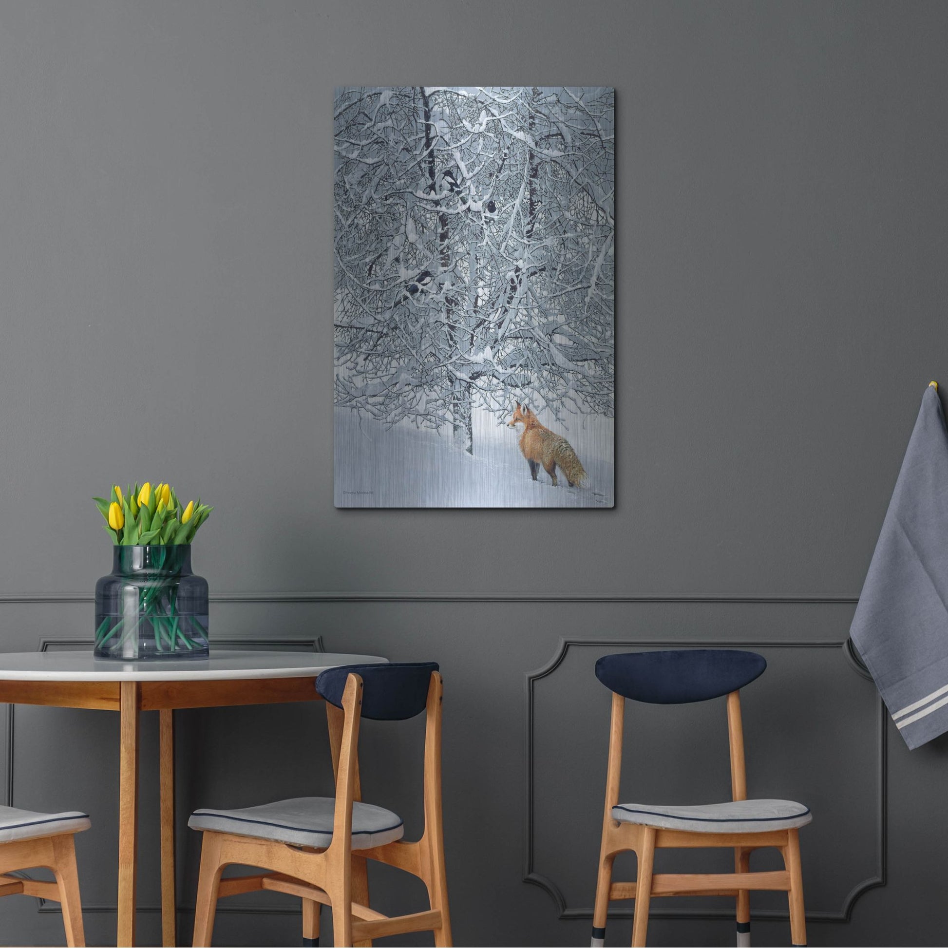 Luxe Metal Art 'Fox In Snow' by Harro Maass, Metal Wall Art,24x36