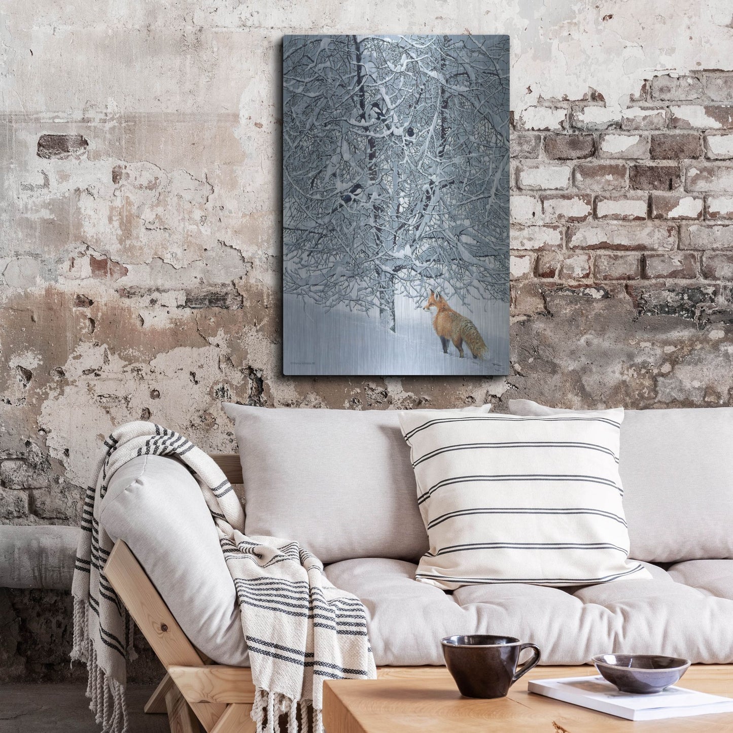 Luxe Metal Art 'Fox In Snow' by Harro Maass, Metal Wall Art,24x36