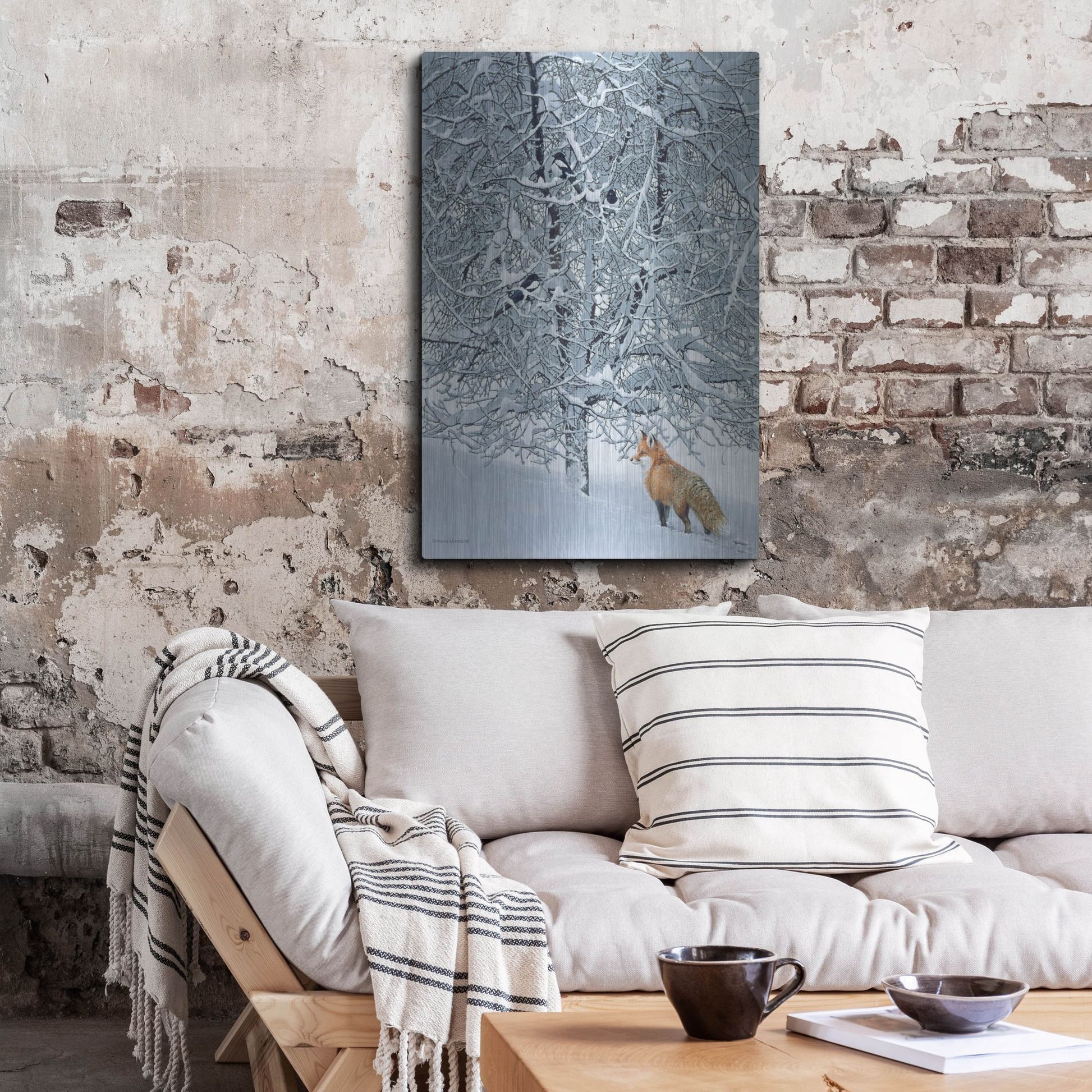 Luxe Metal Art 'Fox In Snow' by Harro Maass, Metal Wall Art,24x36