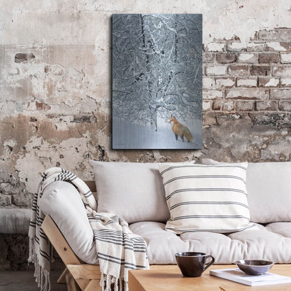 Luxe Metal Art 'Fox In Snow' by Harro Maass, Metal Wall Art,24x36