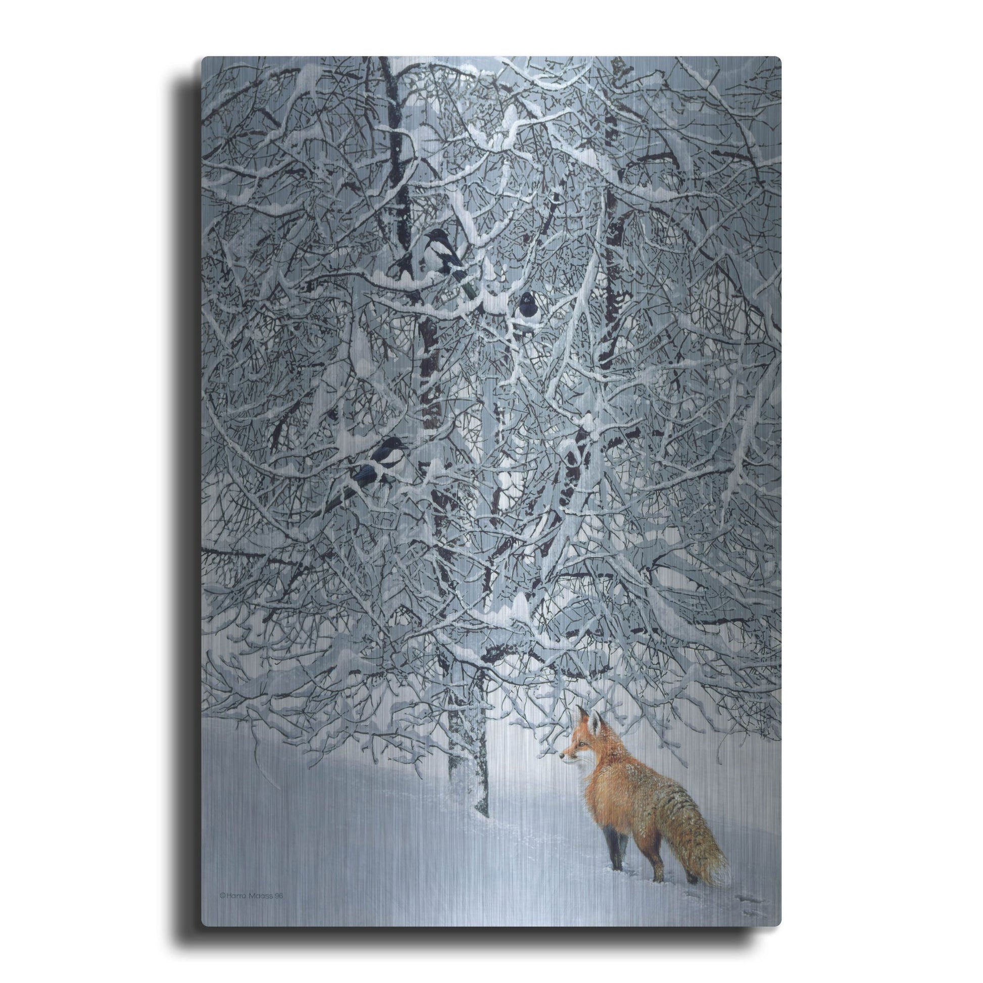 Luxe Metal Art 'Fox In Snow' by Harro Maass, Metal Wall Art
