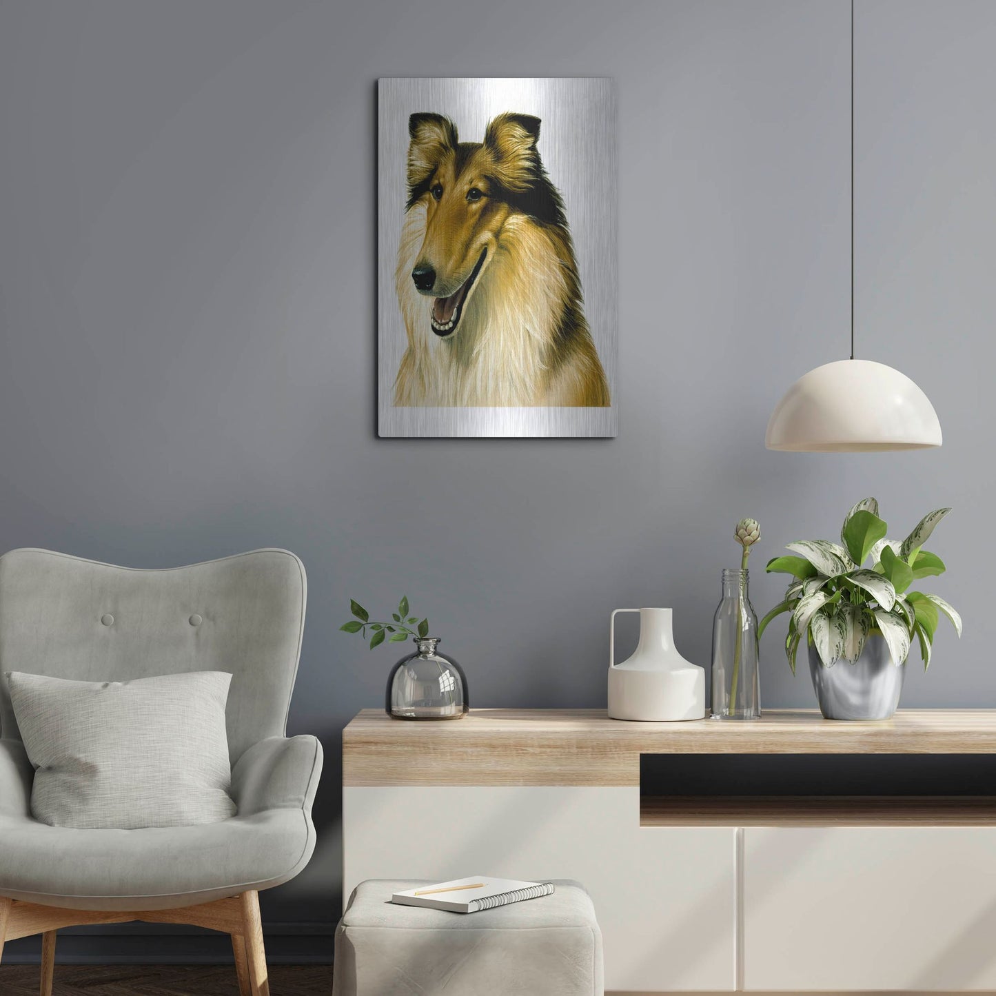 Luxe Metal Art 'Smiling Colli' by Harro Maass, Metal Wall Art,16x24
