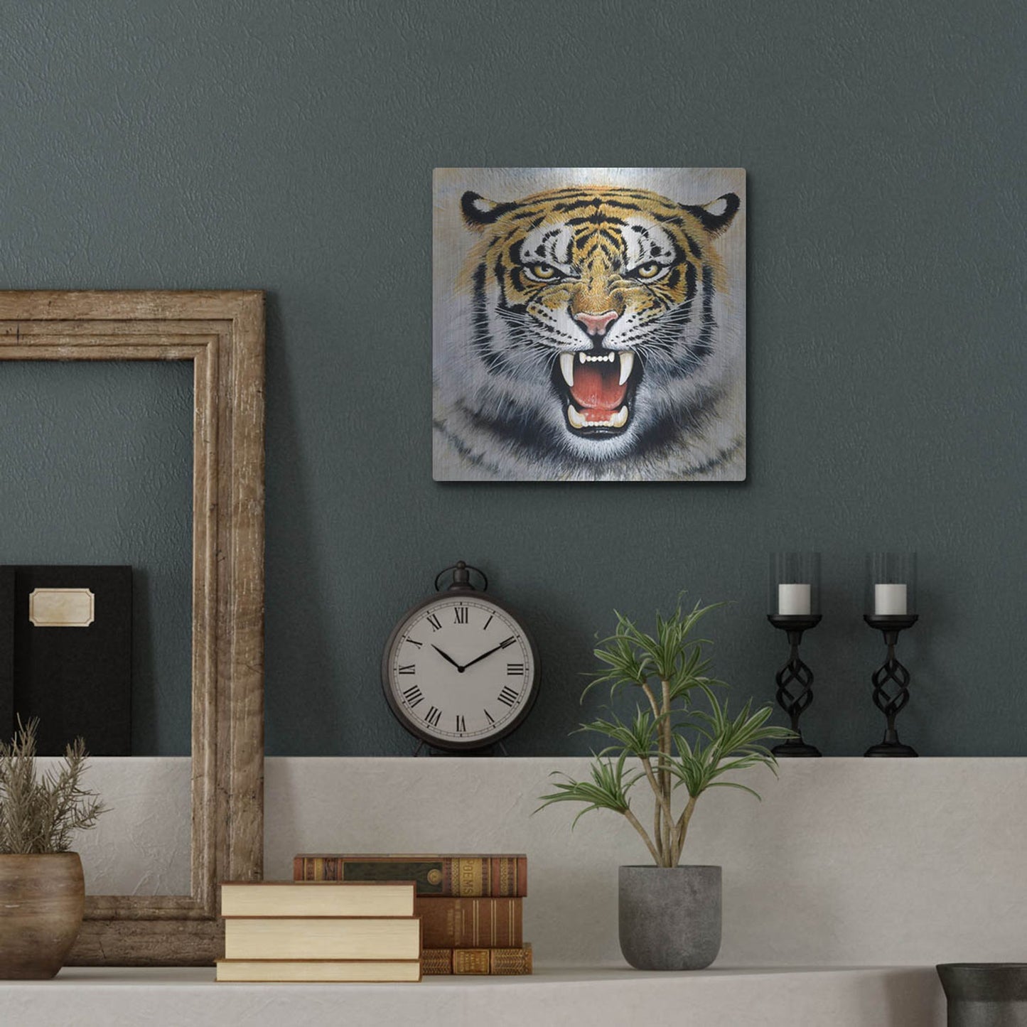 Luxe Metal Art 'Tiger' by Harro Maass, Metal Wall Art,12x12