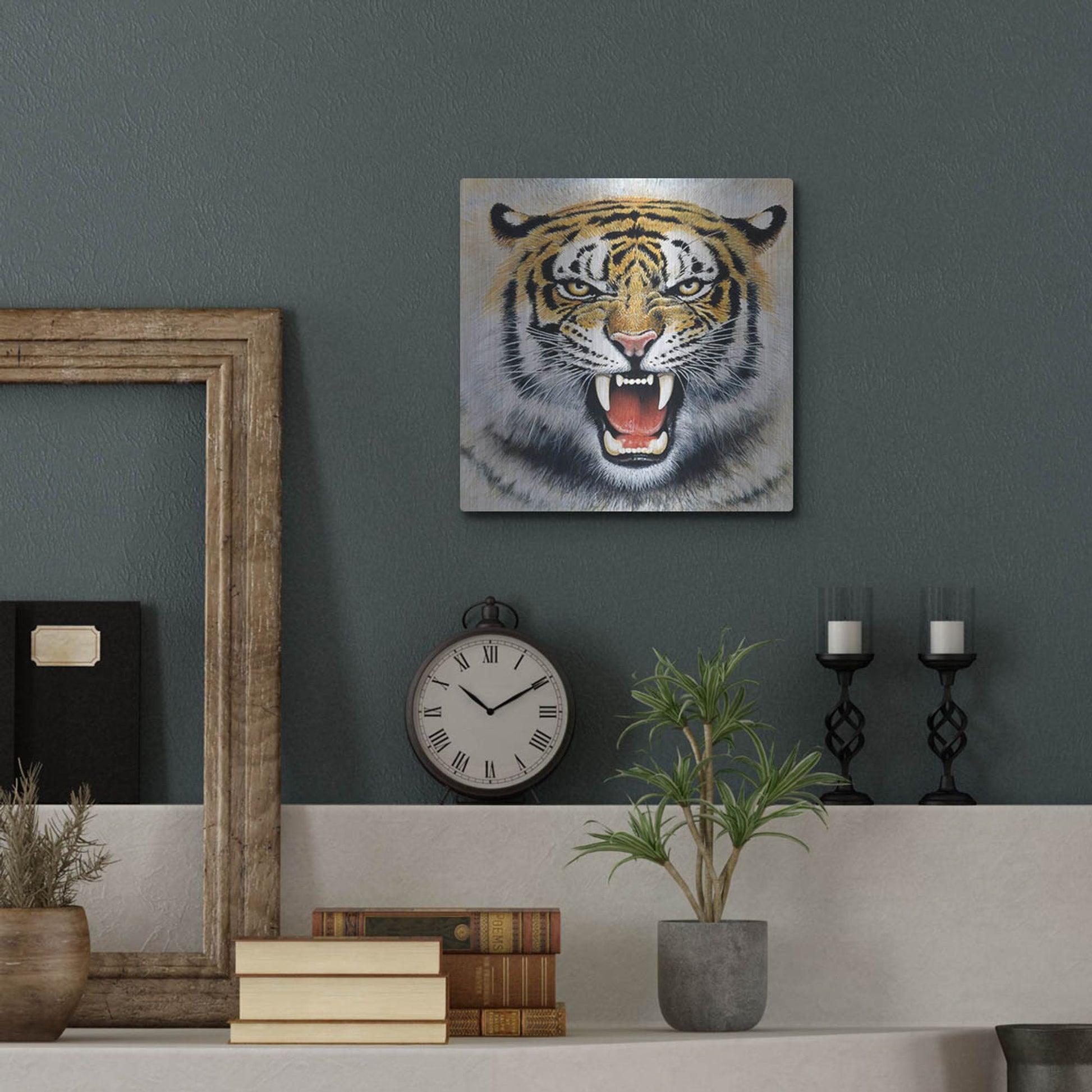 Luxe Metal Art 'Tiger' by Harro Maass, Metal Wall Art,12x12