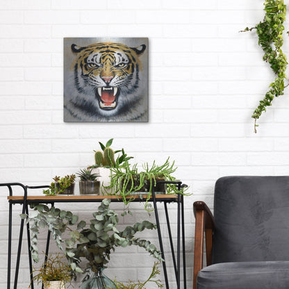 Luxe Metal Art 'Tiger' by Harro Maass, Metal Wall Art,12x12
