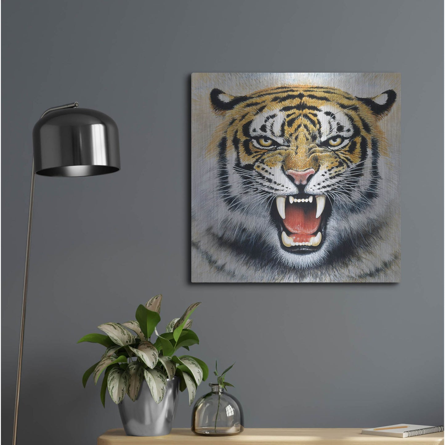 Luxe Metal Art 'Tiger' by Harro Maass, Metal Wall Art,24x24