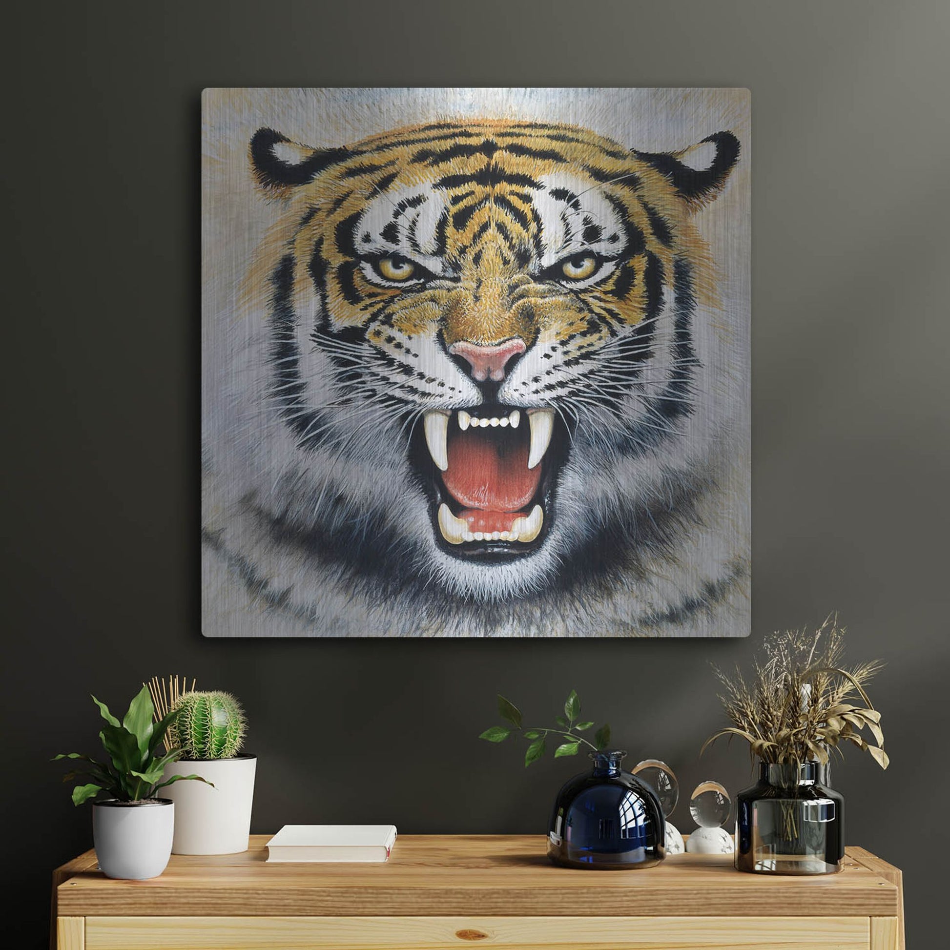 Luxe Metal Art 'Tiger' by Harro Maass, Metal Wall Art,24x24