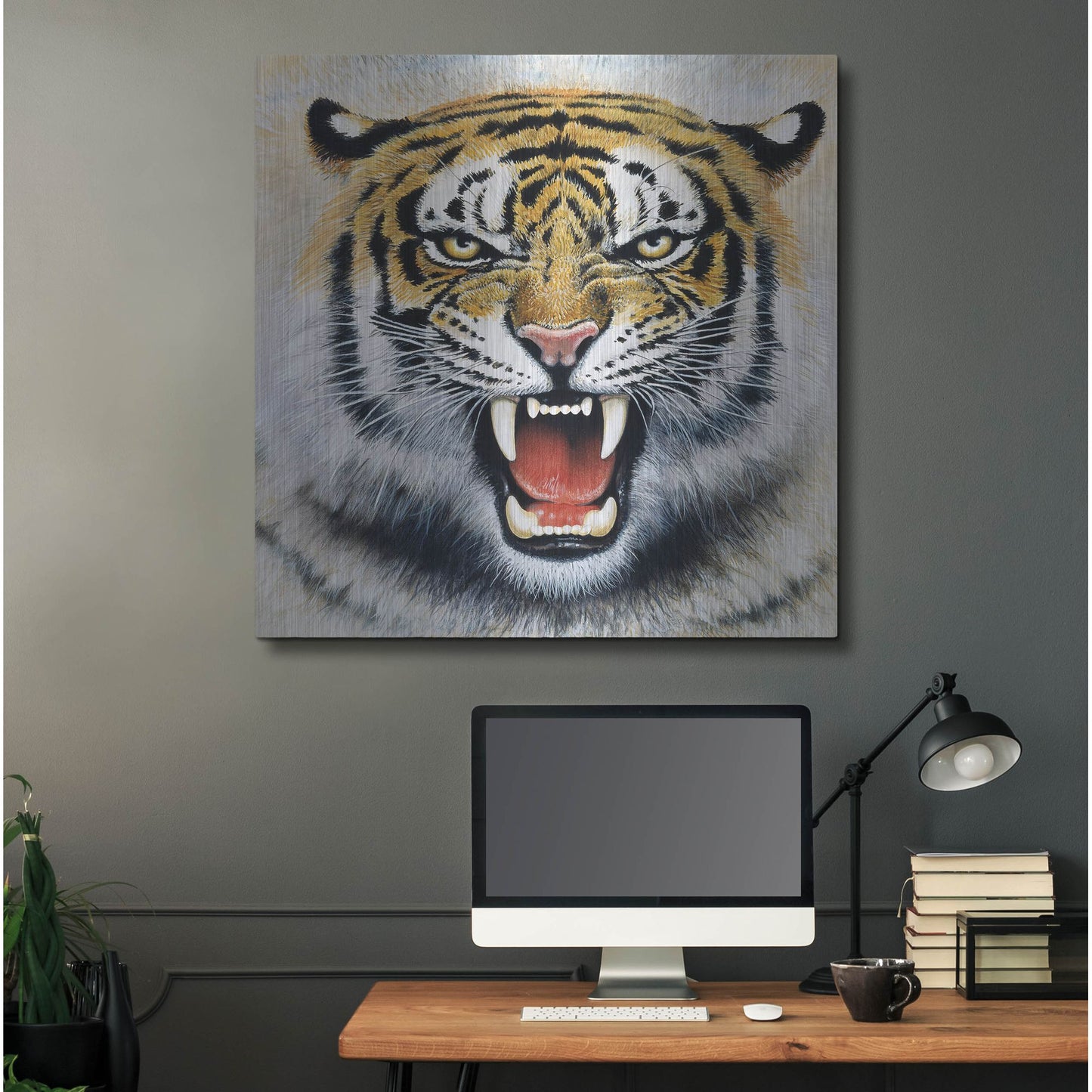 Luxe Metal Art 'Tiger' by Harro Maass, Metal Wall Art,36x36