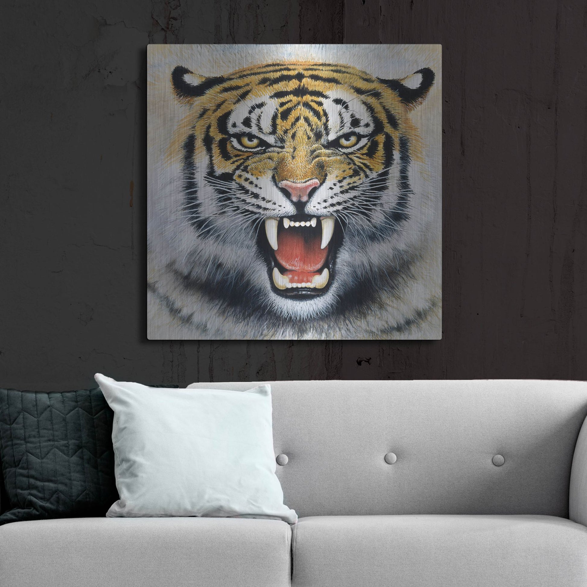 Luxe Metal Art 'Tiger' by Harro Maass, Metal Wall Art,36x36