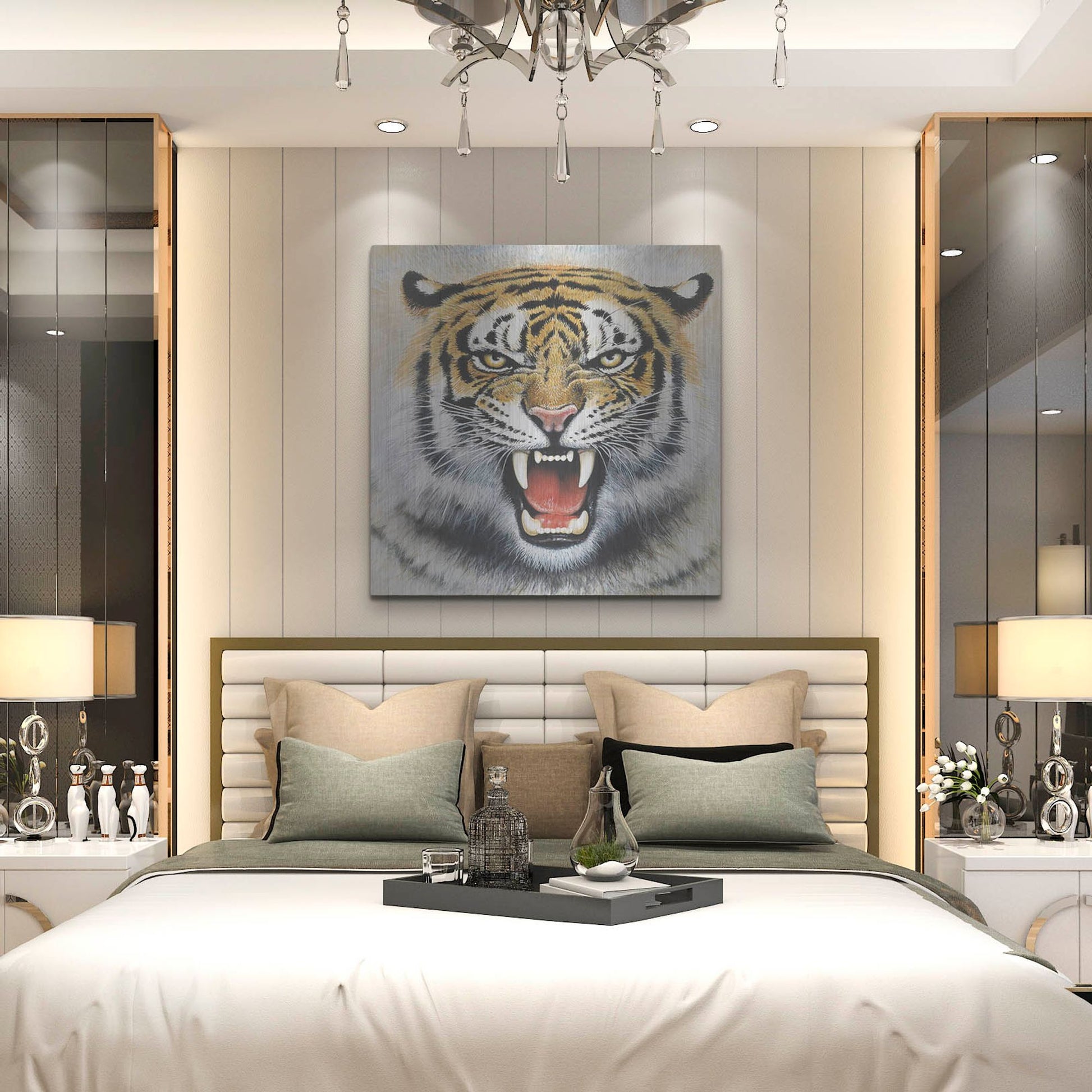 Luxe Metal Art 'Tiger' by Harro Maass, Metal Wall Art,36x36