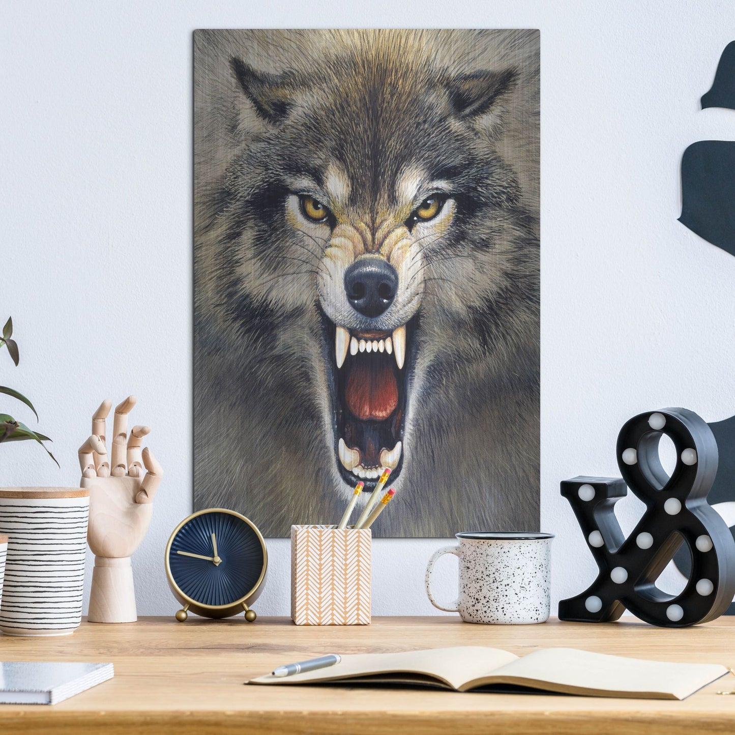 Luxe Metal Art 'Wolf' by Harro Maass, Metal Wall Art,12x16