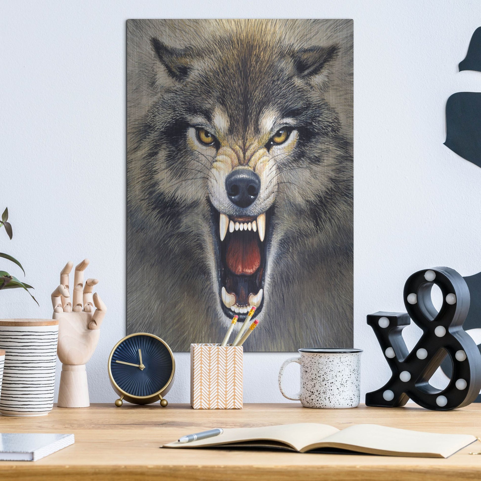 Luxe Metal Art 'Wolf' by Harro Maass, Metal Wall Art,12x16