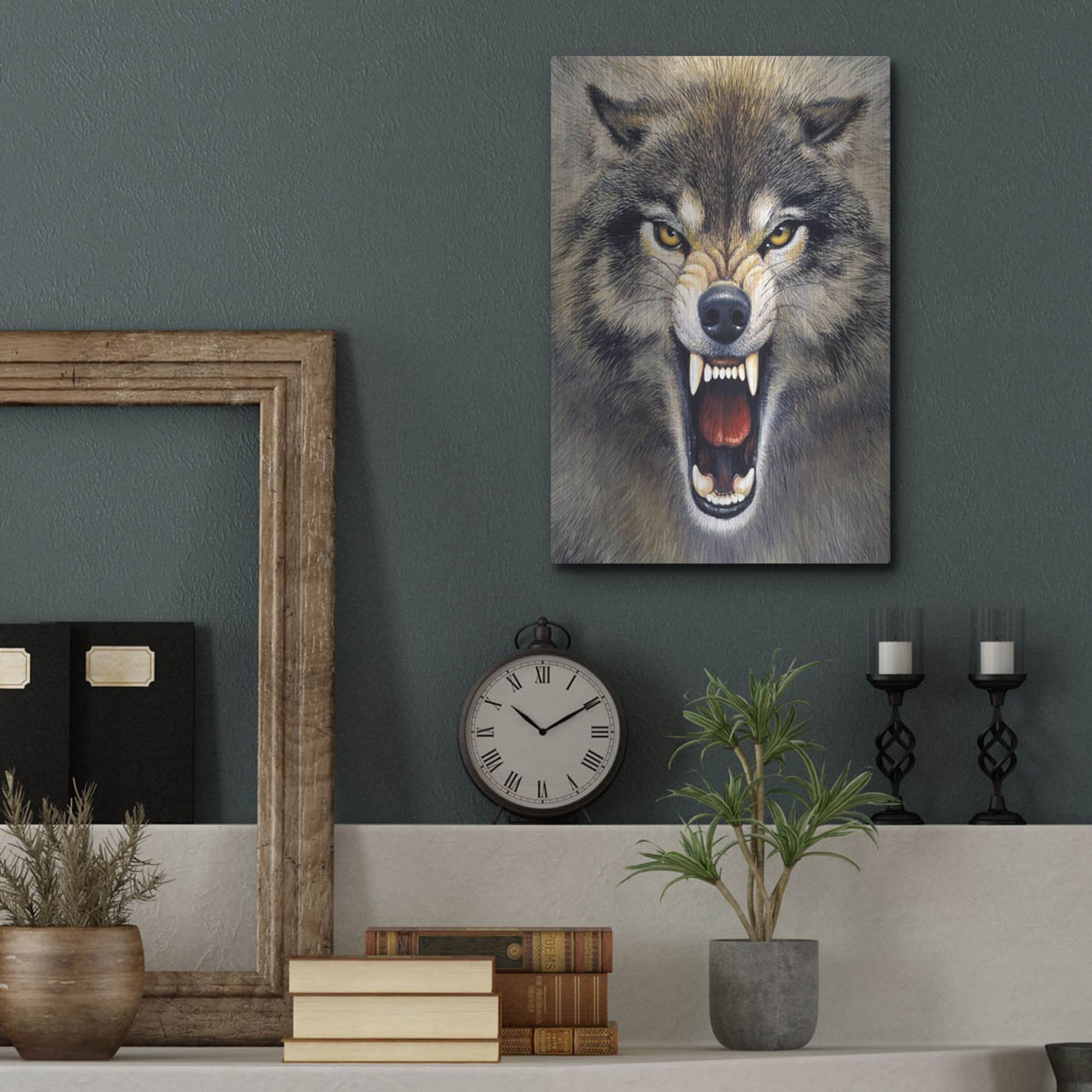 Luxe Metal Art 'Wolf' by Harro Maass, Metal Wall Art,12x16