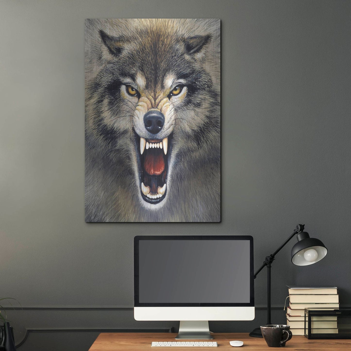 Luxe Metal Art 'Wolf' by Harro Maass, Metal Wall Art,24x36