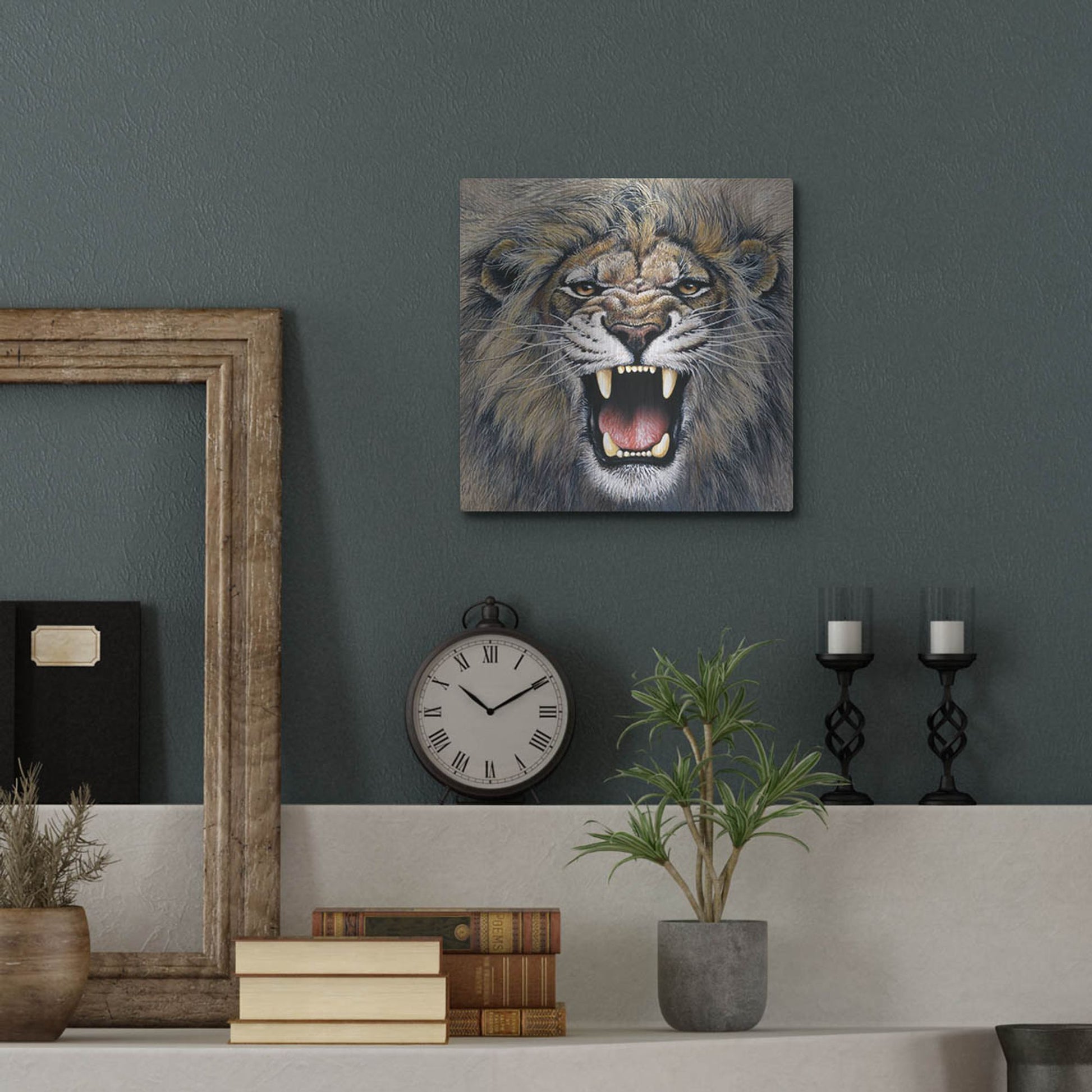 Luxe Metal Art 'Lion' by Harro Maass, Metal Wall Art,12x12