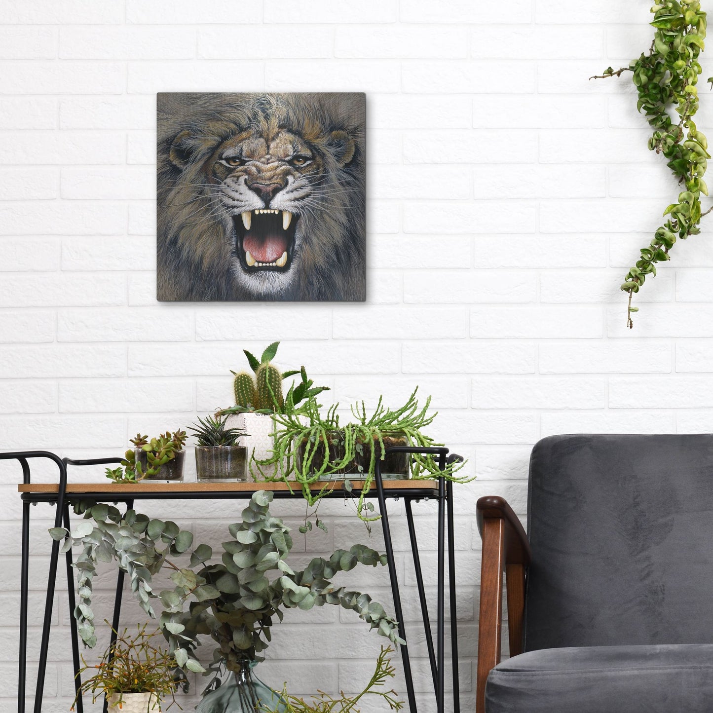 Luxe Metal Art 'Lion' by Harro Maass, Metal Wall Art,12x12