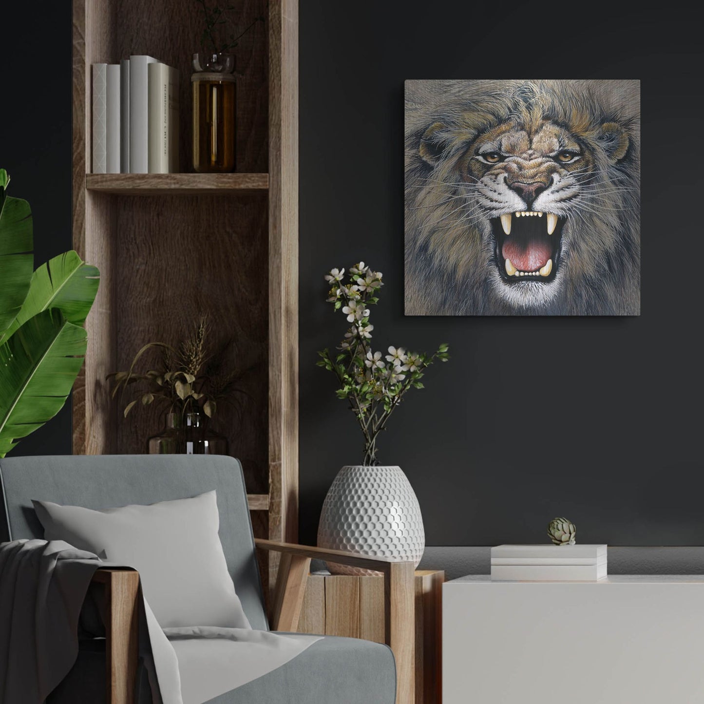 Luxe Metal Art 'Lion' by Harro Maass, Metal Wall Art,24x24