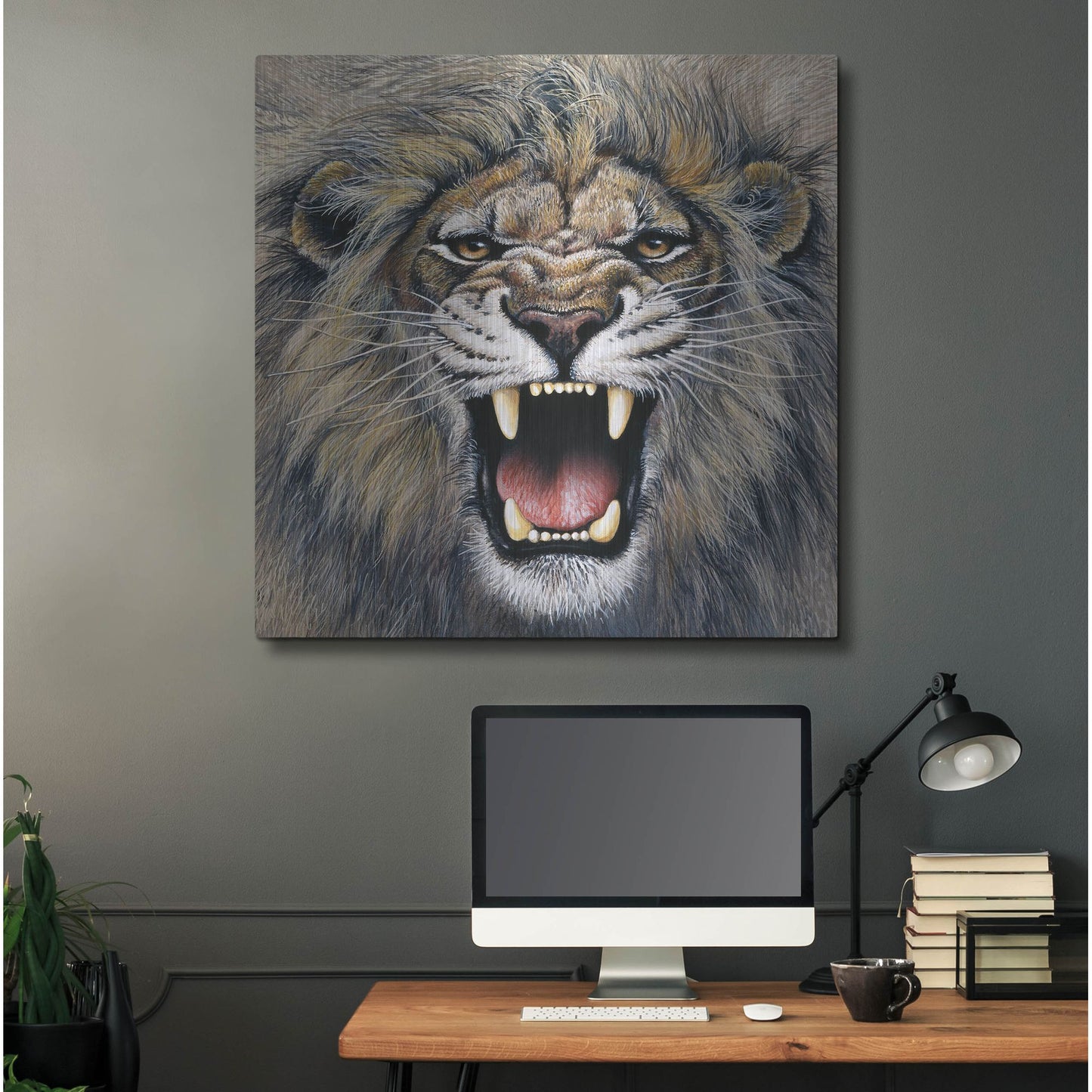 Luxe Metal Art 'Lion' by Harro Maass, Metal Wall Art,36x36
