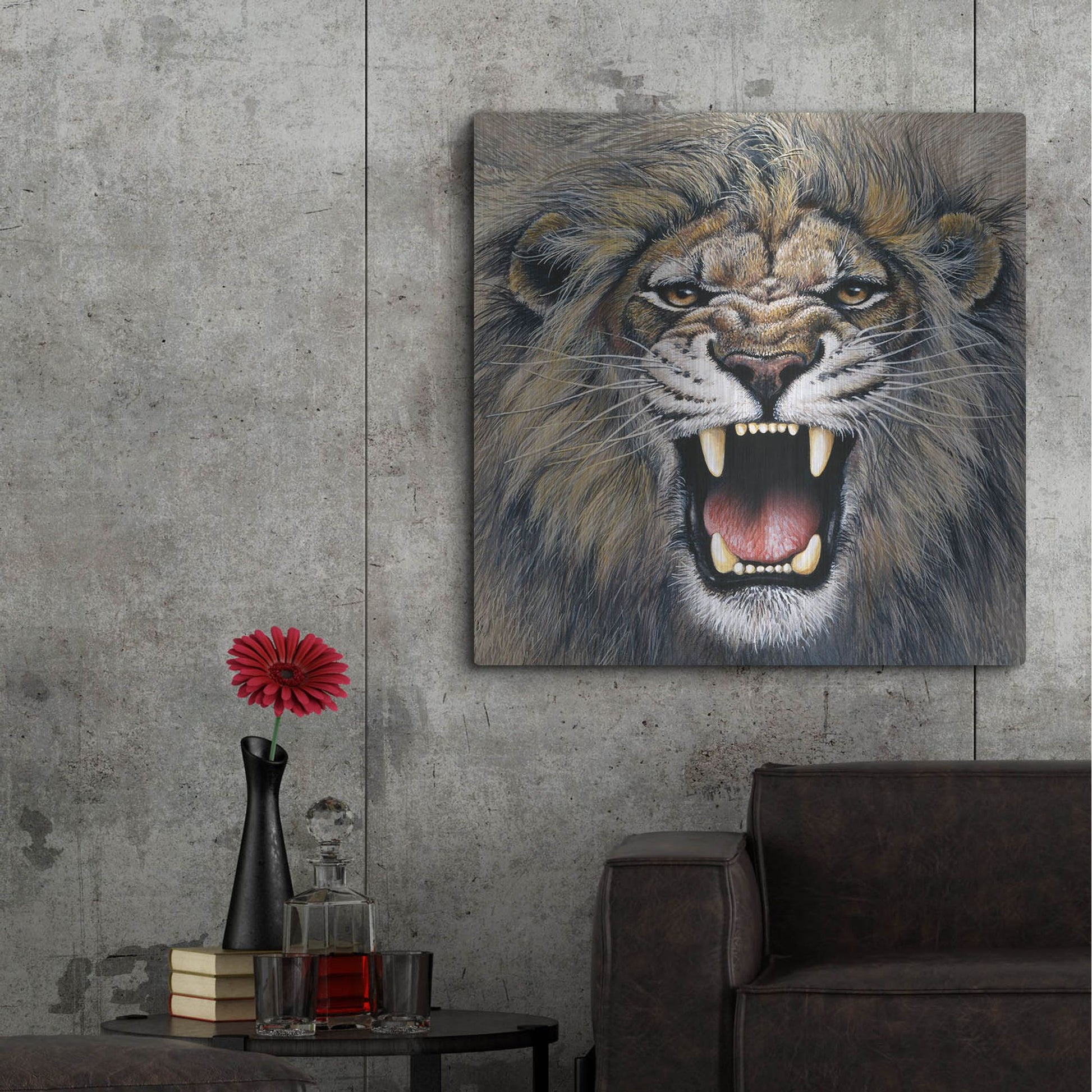 Luxe Metal Art 'Lion' by Harro Maass, Metal Wall Art,36x36