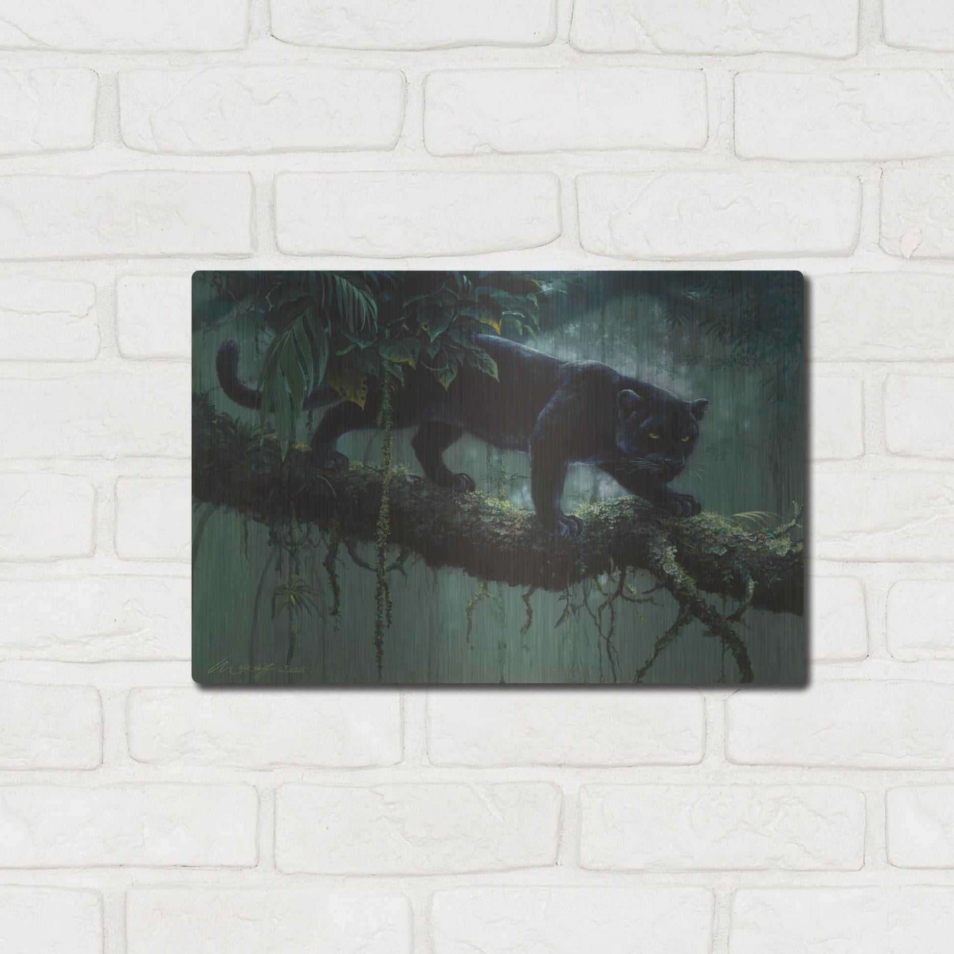 Luxe Metal Art 'Black Jaguar' by Harro Maass, Metal Wall Art,16x12