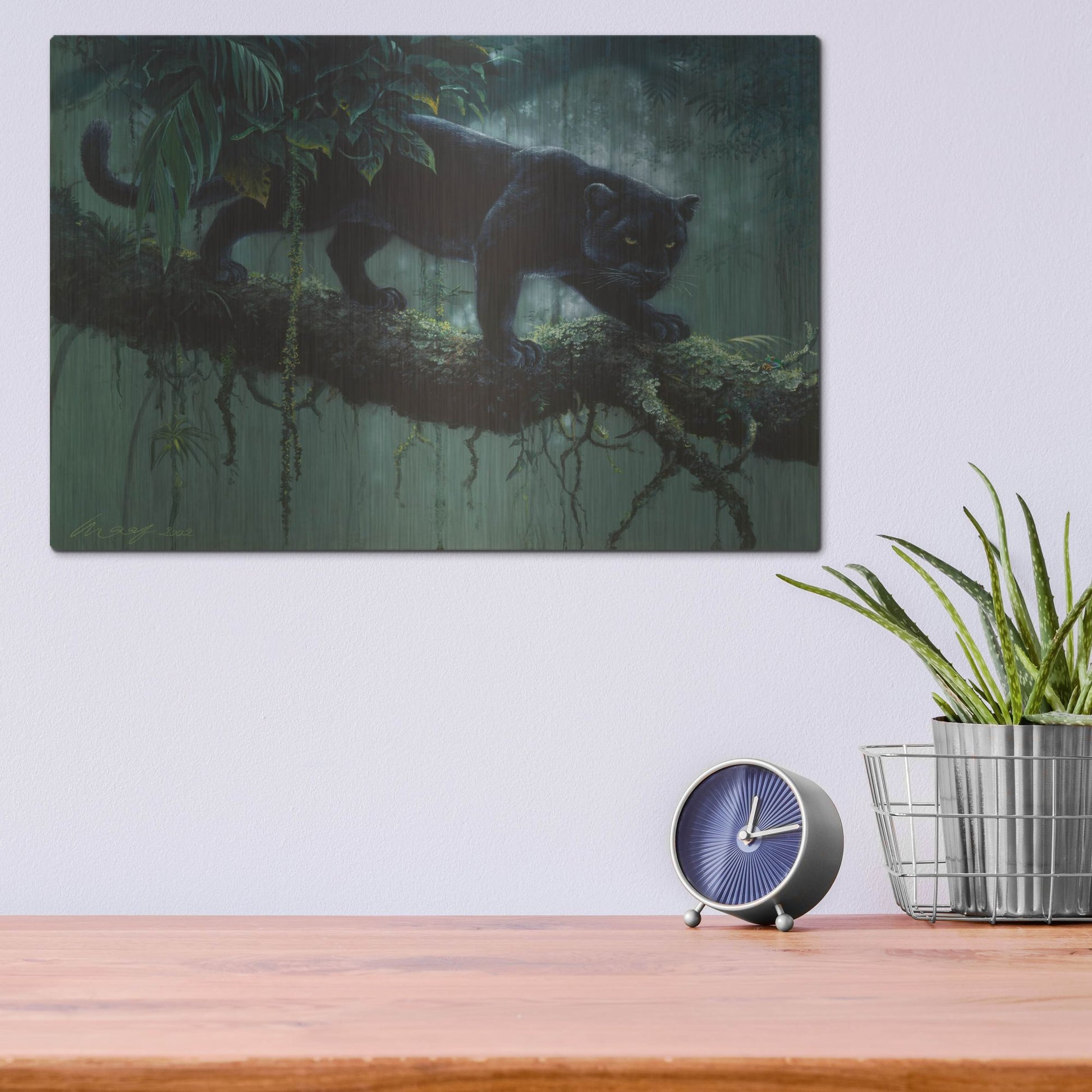 Luxe Metal Art 'Black Jaguar' by Harro Maass, Metal Wall Art,16x12