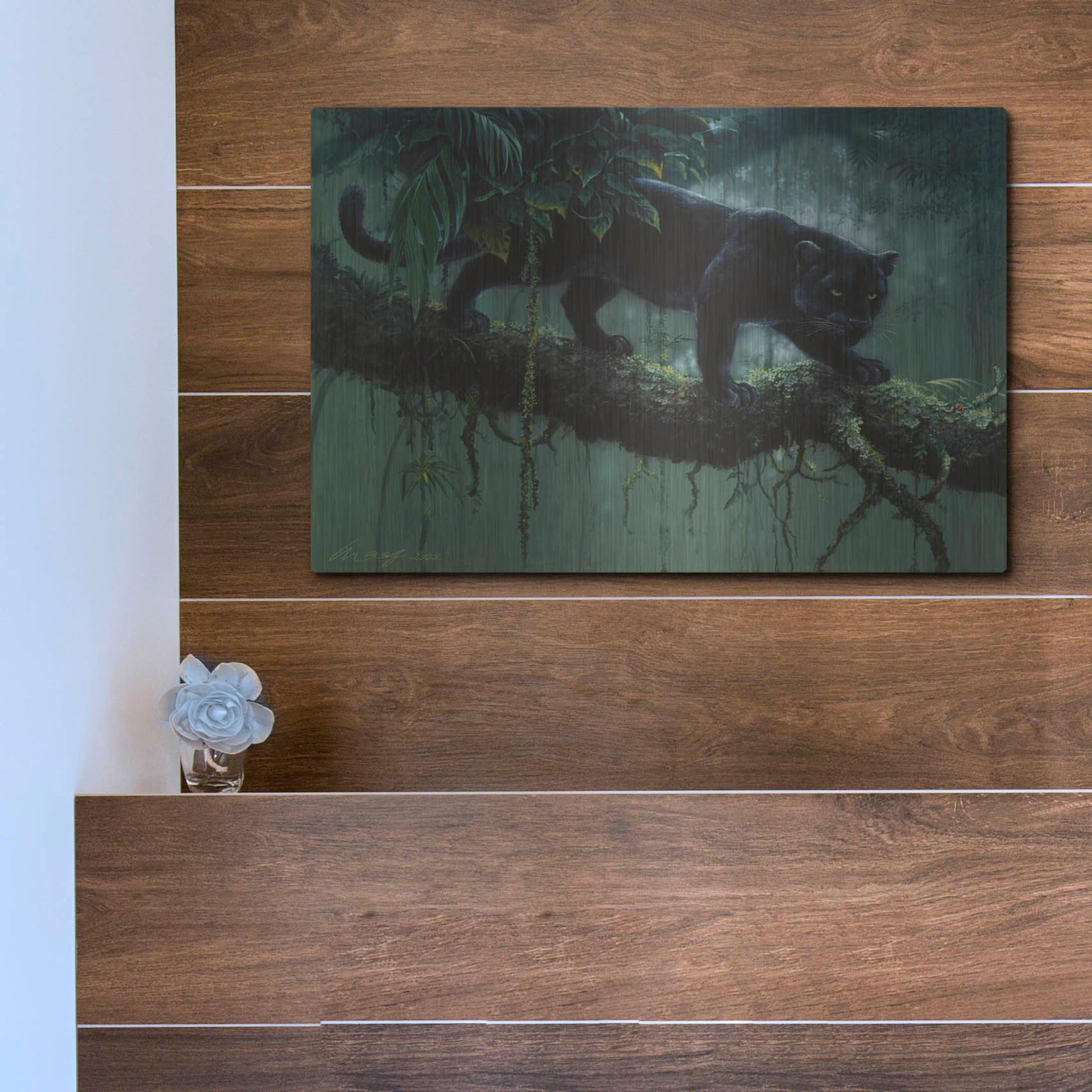 Luxe Metal Art 'Black Jaguar' by Harro Maass, Metal Wall Art,16x12