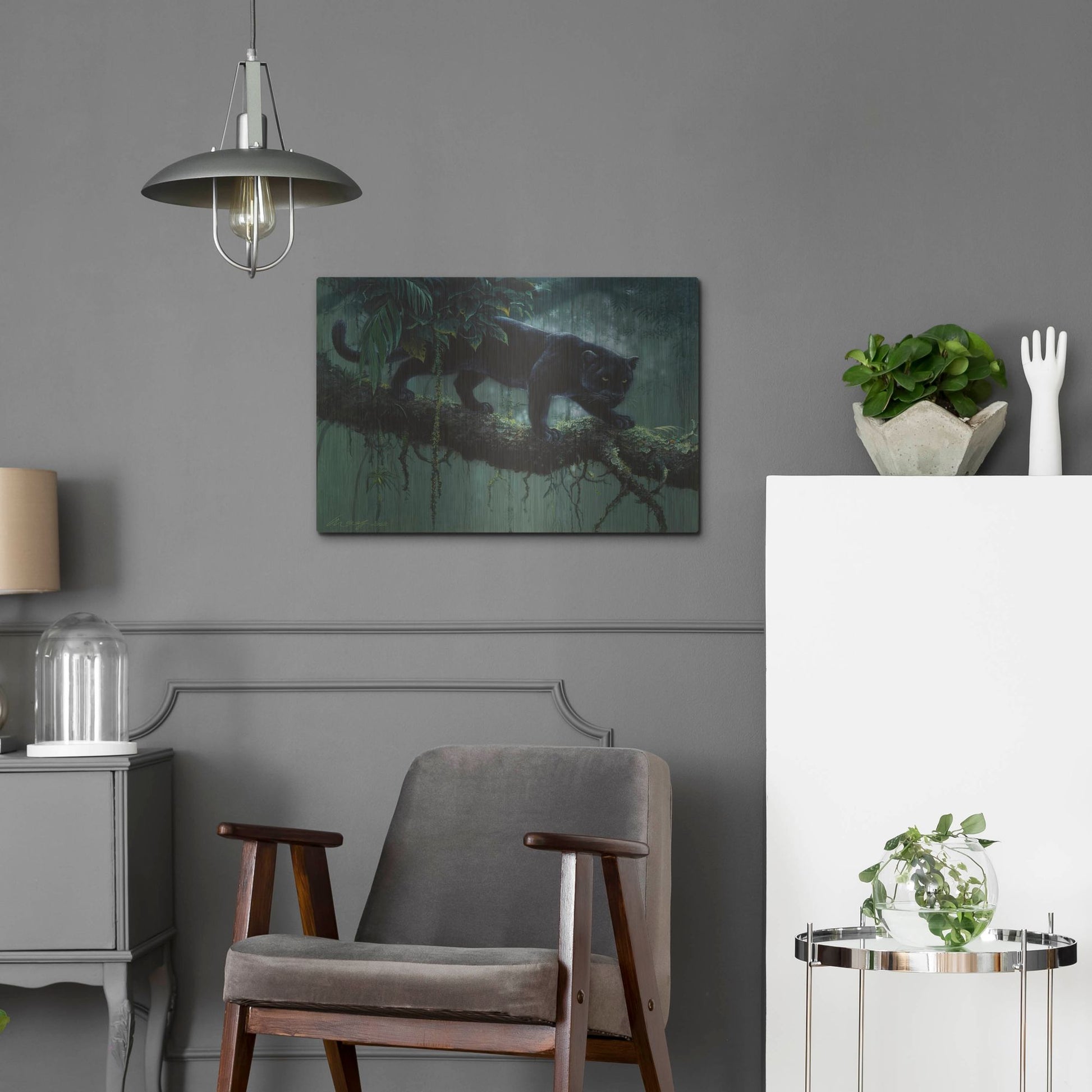 Luxe Metal Art 'Black Jaguar' by Harro Maass, Metal Wall Art,24x16