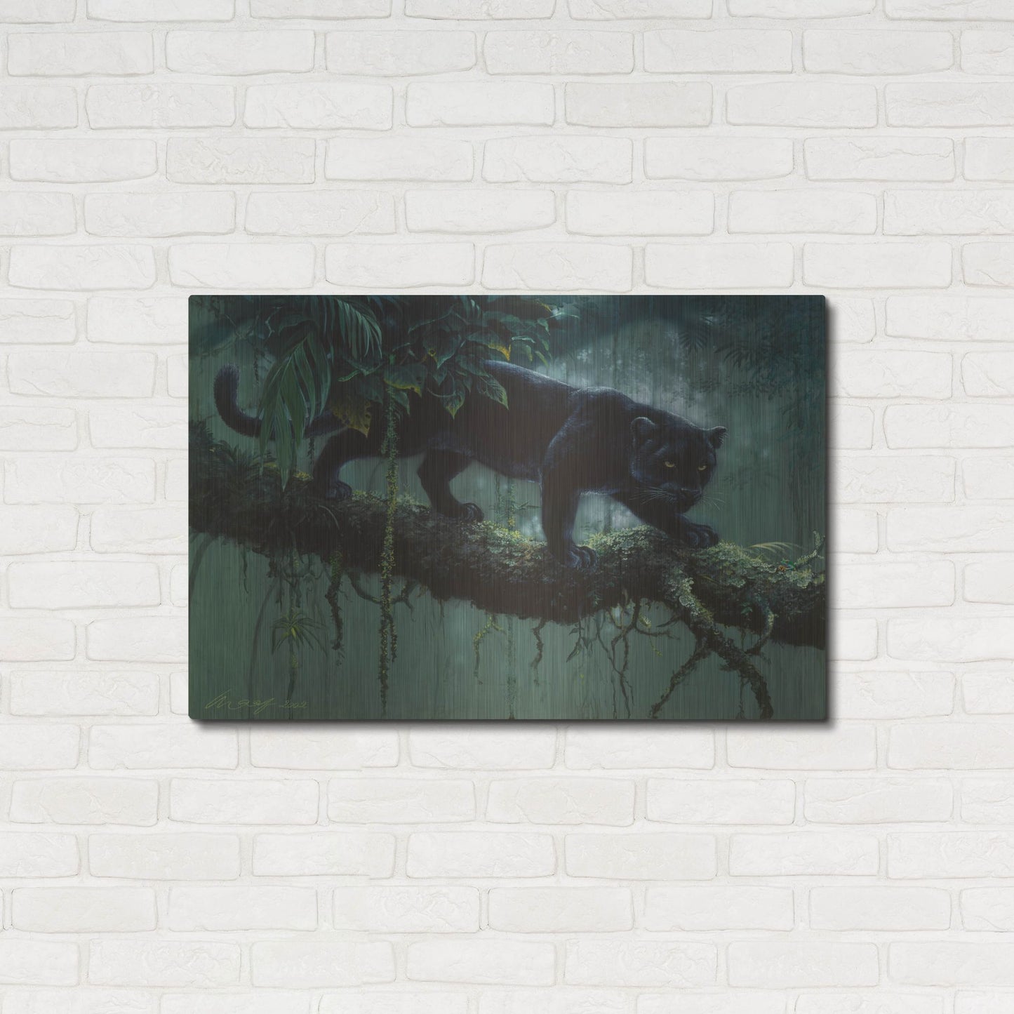 Luxe Metal Art 'Black Jaguar' by Harro Maass, Metal Wall Art,36x24