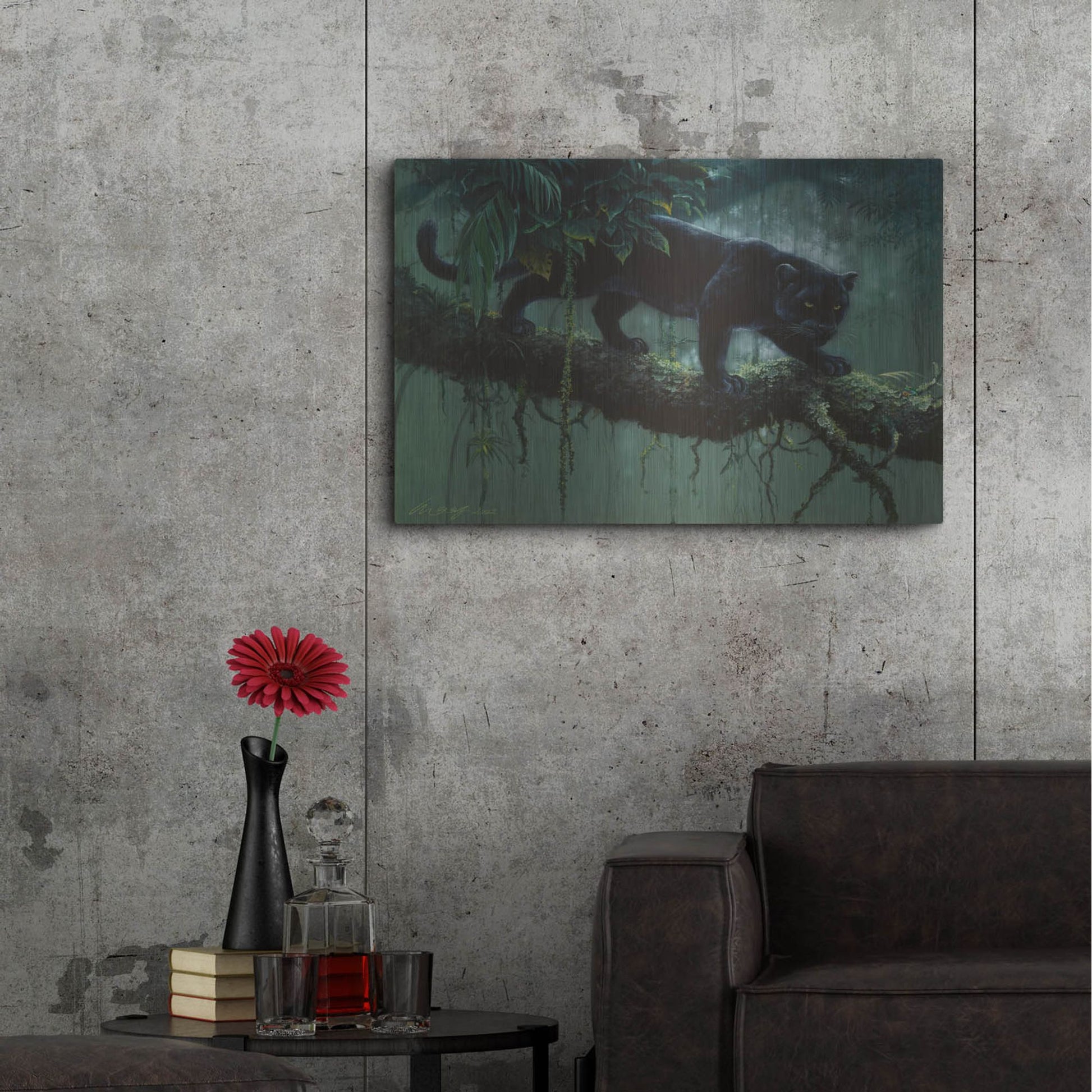 Luxe Metal Art 'Black Jaguar' by Harro Maass, Metal Wall Art,36x24