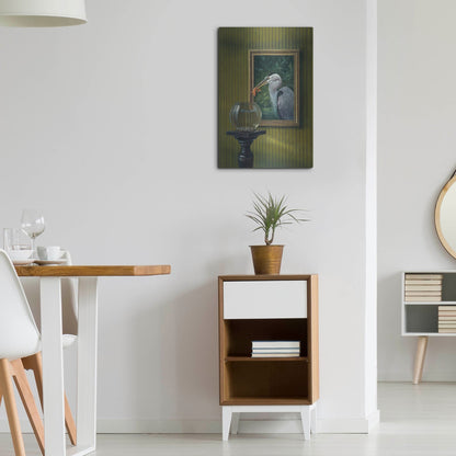 Luxe Metal Art 'Heron And Goldfish' by Harro Maass, Metal Wall Art,16x24