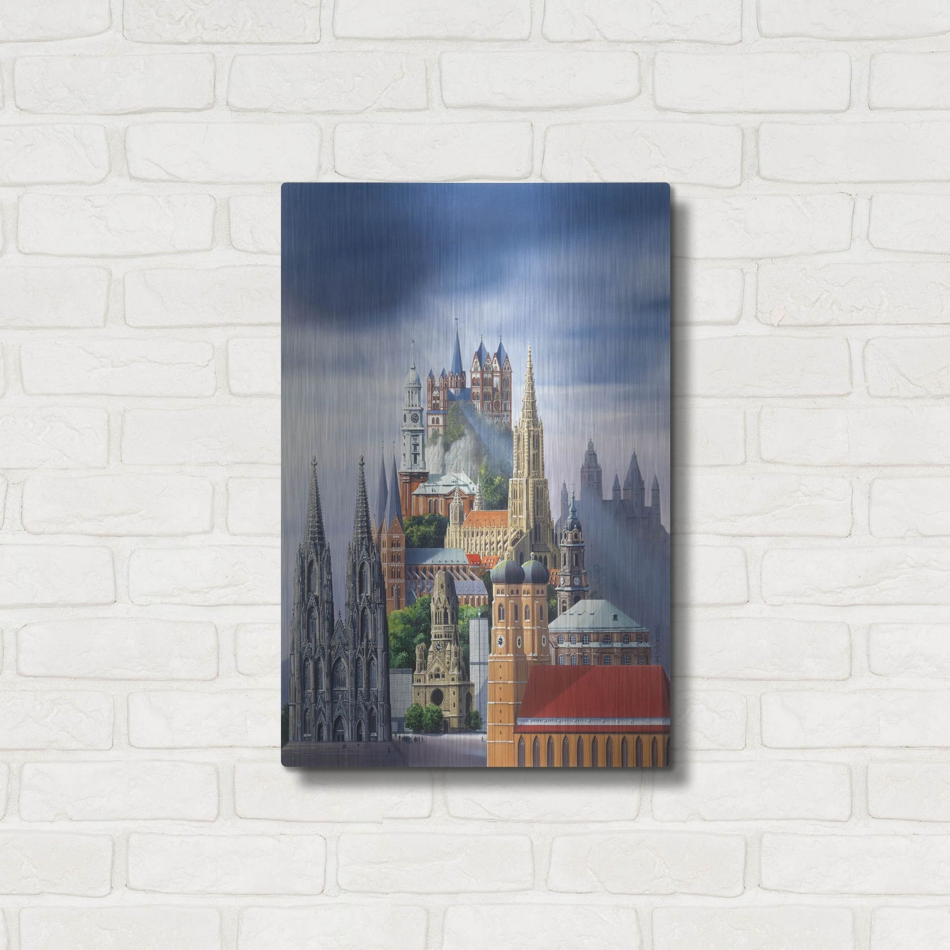 Luxe Metal Art 'German Cathedrals' by Harro Maass, Metal Wall Art,16x24