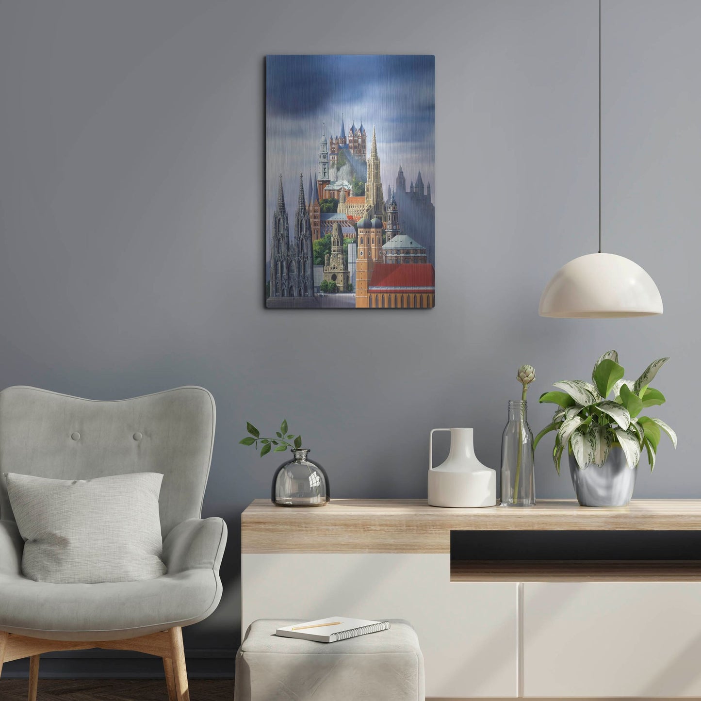 Luxe Metal Art 'German Cathedrals' by Harro Maass, Metal Wall Art,16x24