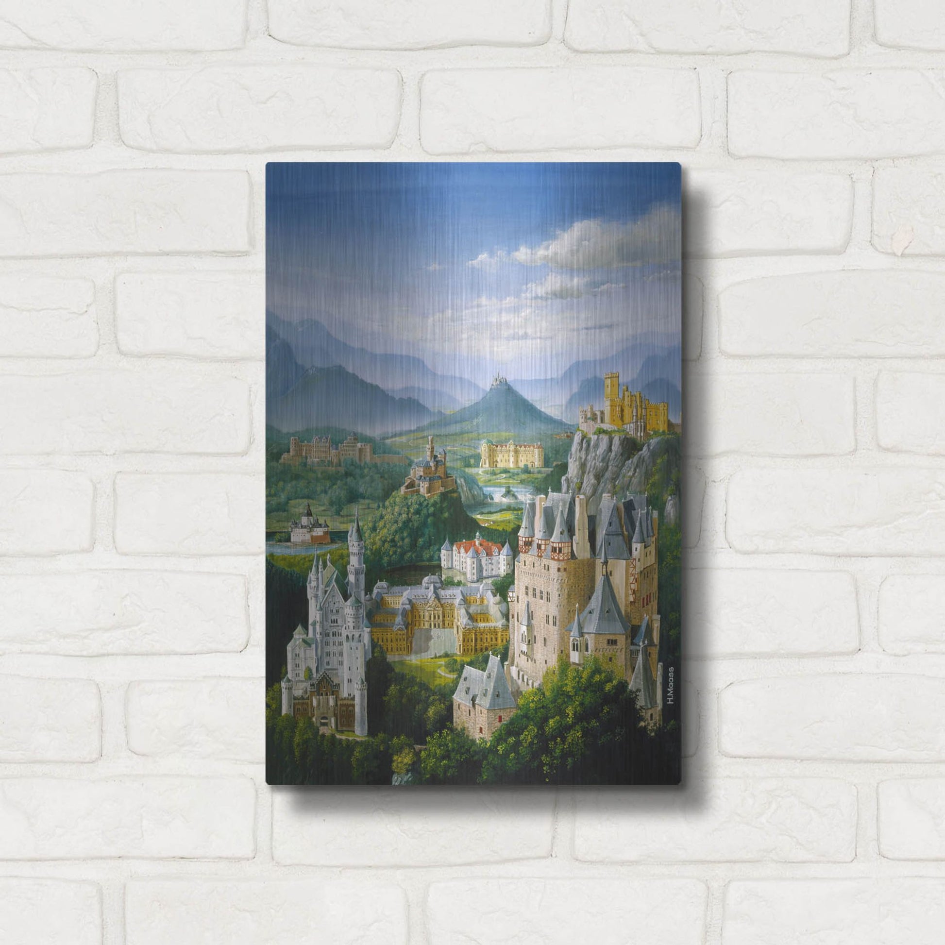 Luxe Metal Art 'German Castles' by Harro Maass, Metal Wall Art,12x16