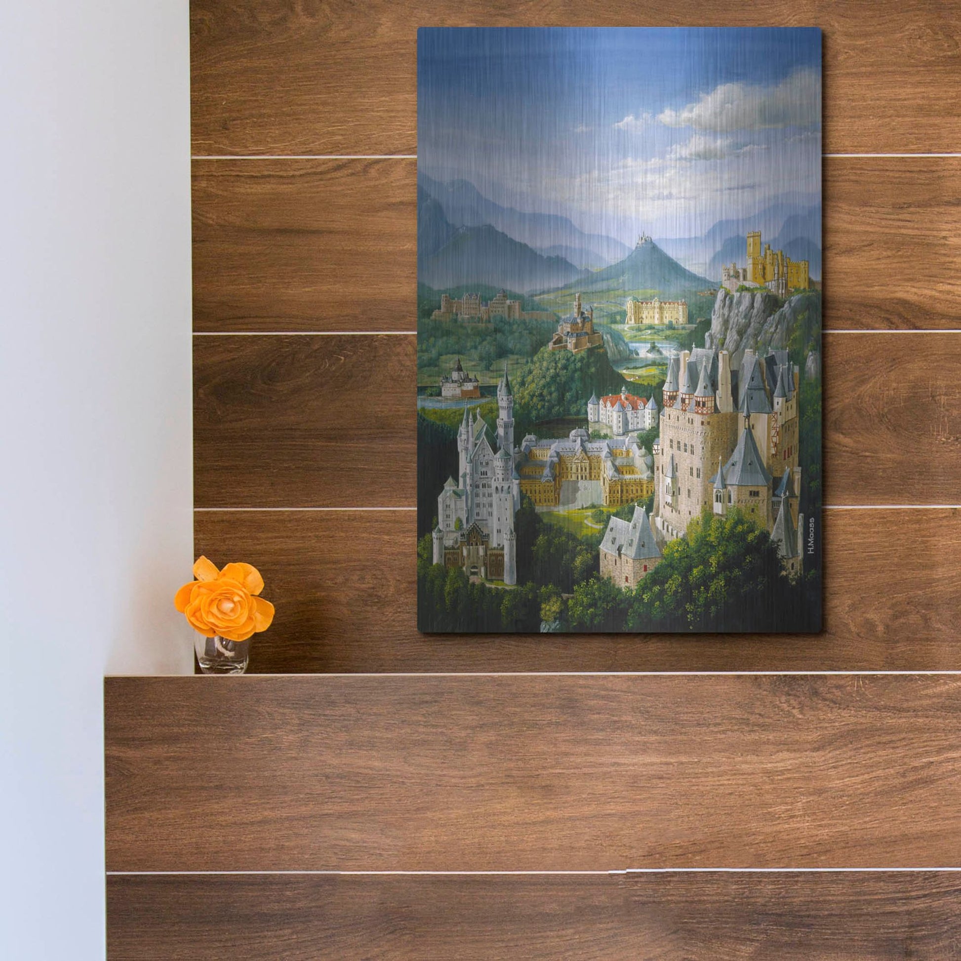 Luxe Metal Art 'German Castles' by Harro Maass, Metal Wall Art,12x16