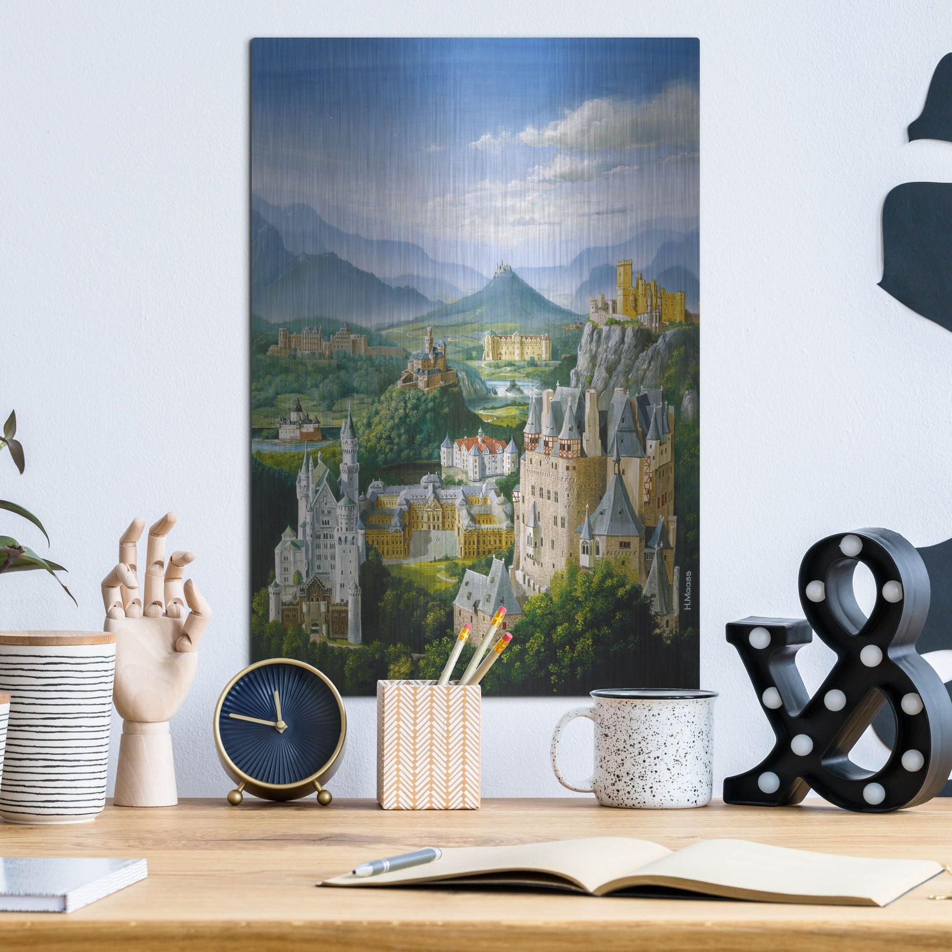 Luxe Metal Art 'German Castles' by Harro Maass, Metal Wall Art,12x16