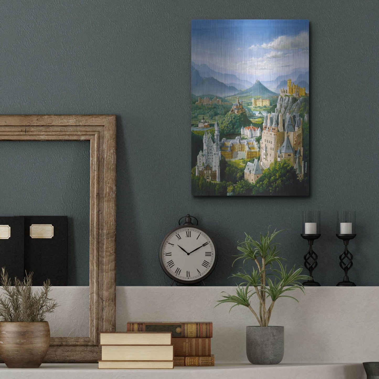 Luxe Metal Art 'German Castles' by Harro Maass, Metal Wall Art,12x16