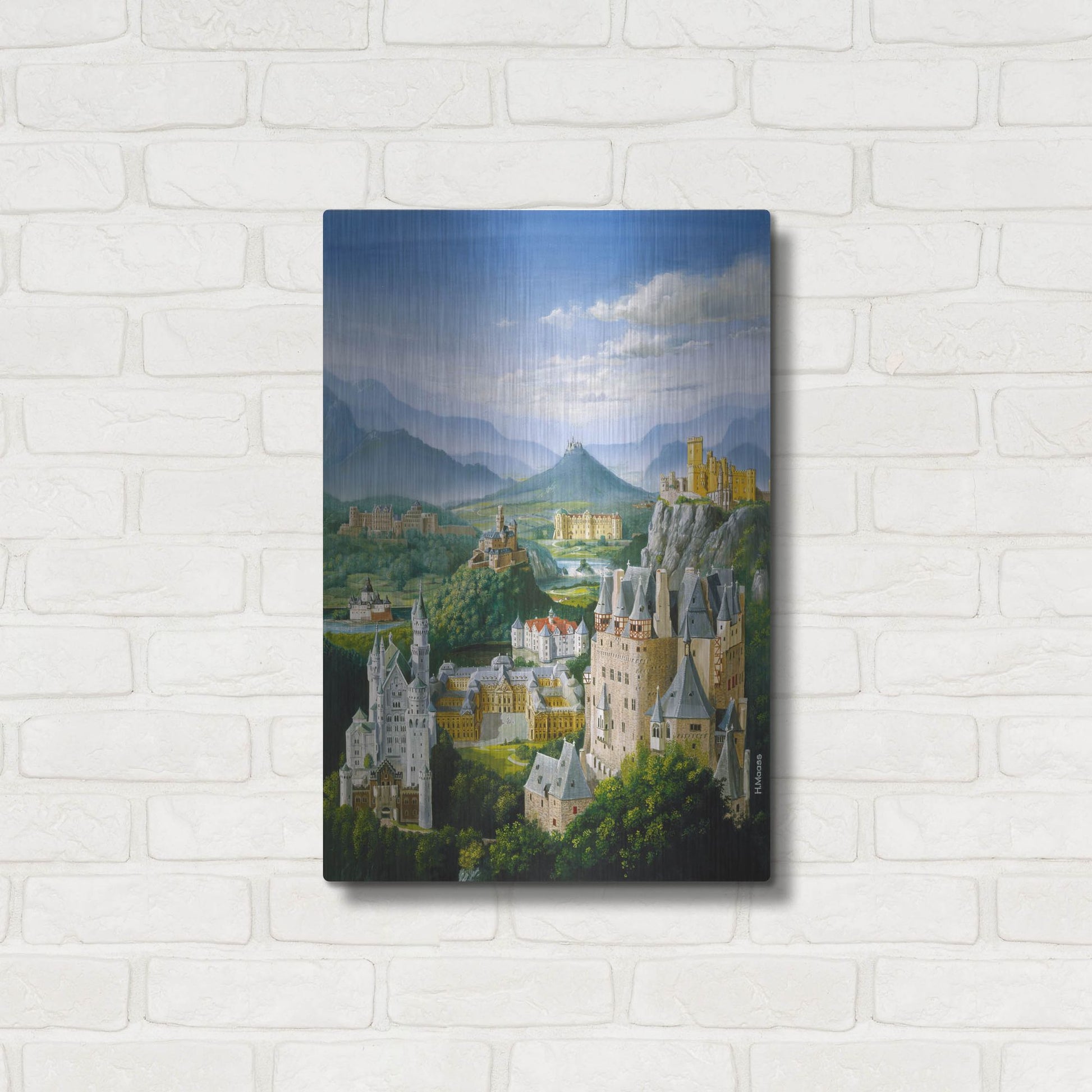 Luxe Metal Art 'German Castles' by Harro Maass, Metal Wall Art,16x24