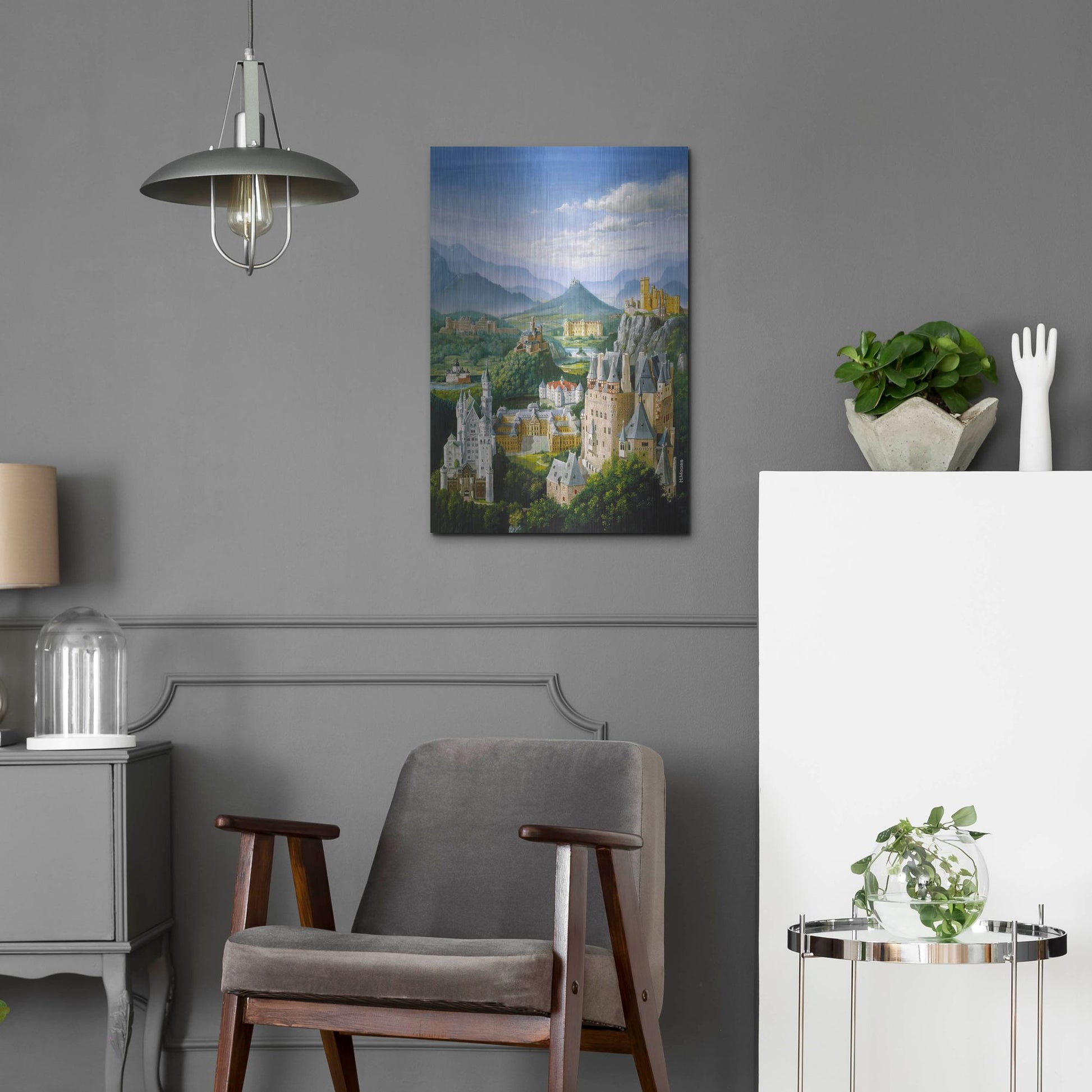 Luxe Metal Art 'German Castles' by Harro Maass, Metal Wall Art,16x24