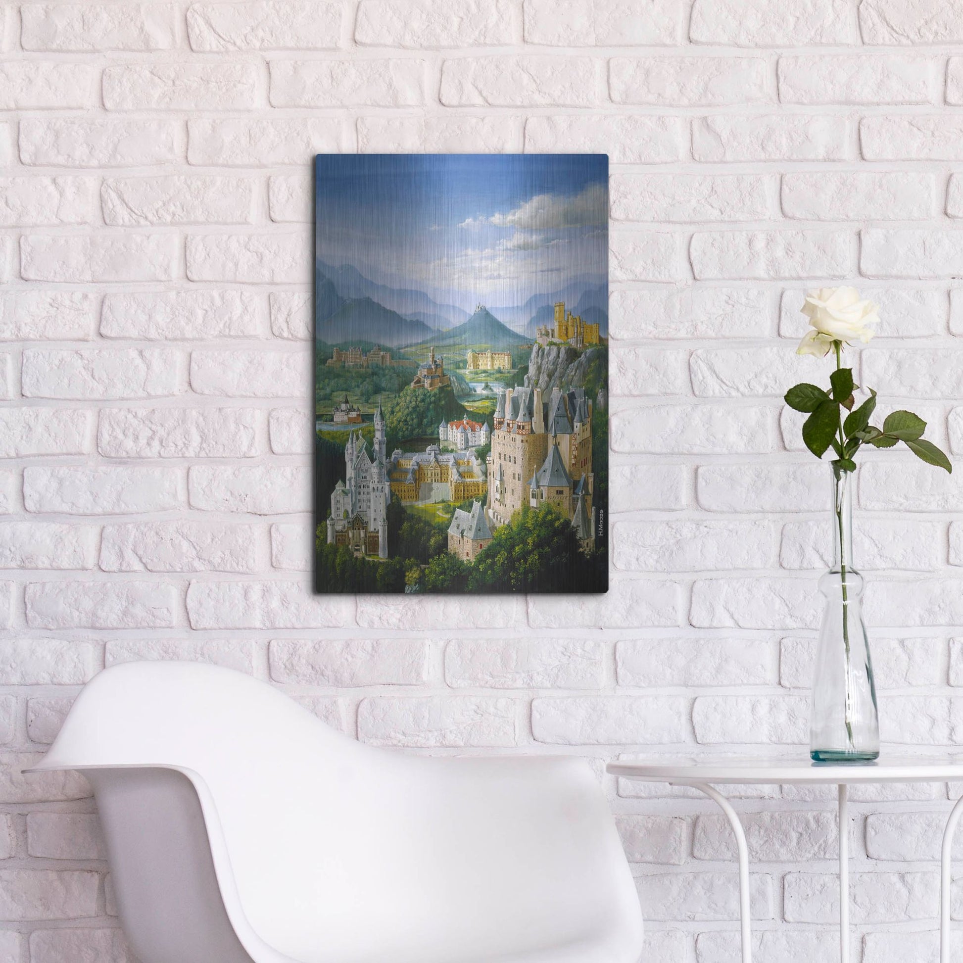 Luxe Metal Art 'German Castles' by Harro Maass, Metal Wall Art,16x24