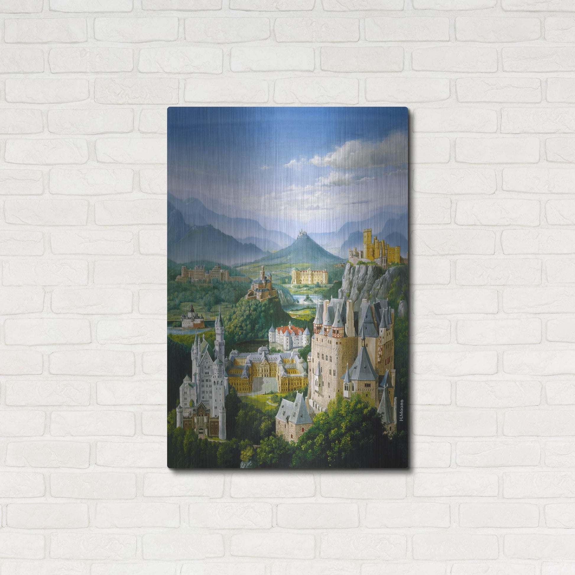 Luxe Metal Art 'German Castles' by Harro Maass, Metal Wall Art,24x36