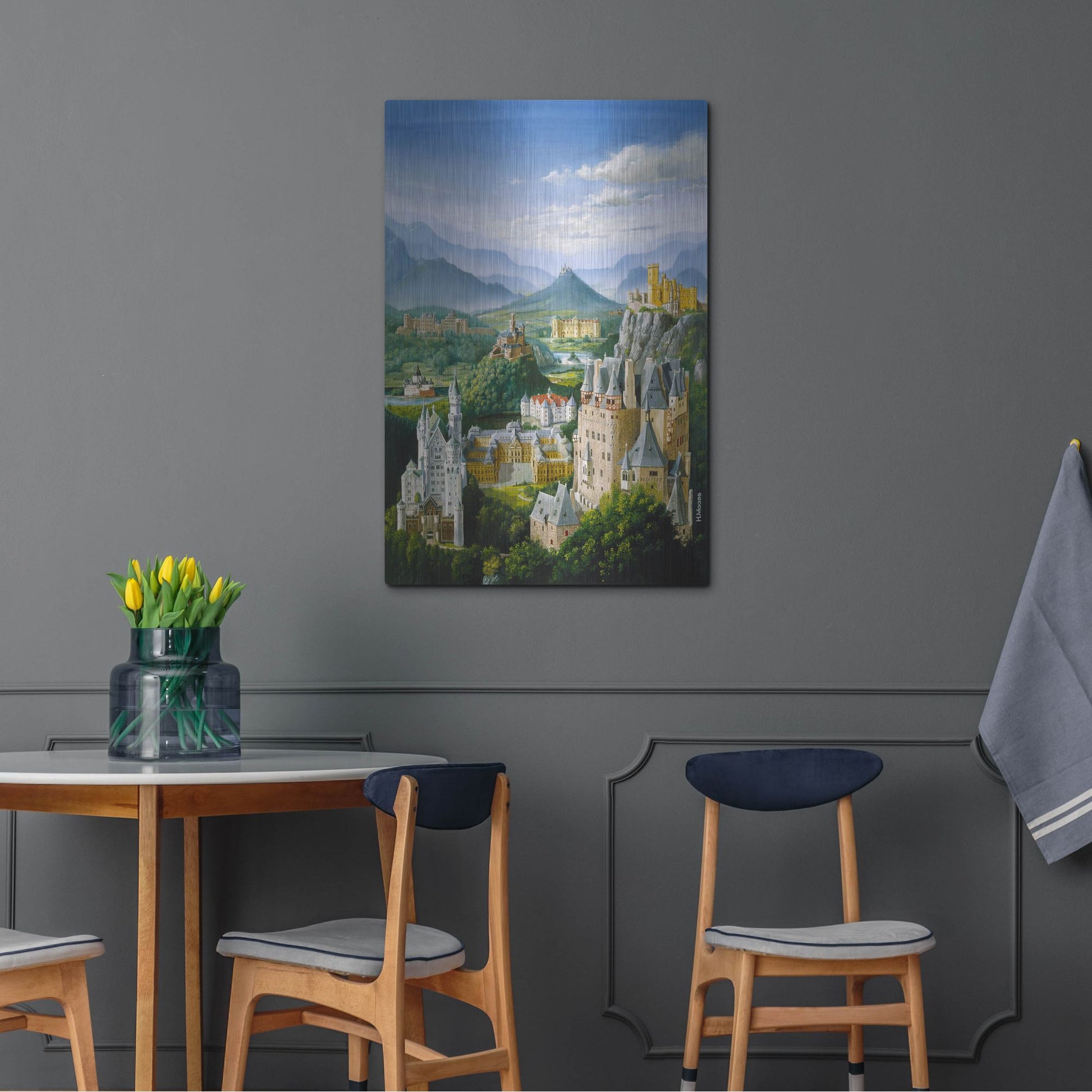 Luxe Metal Art 'German Castles' by Harro Maass, Metal Wall Art,24x36