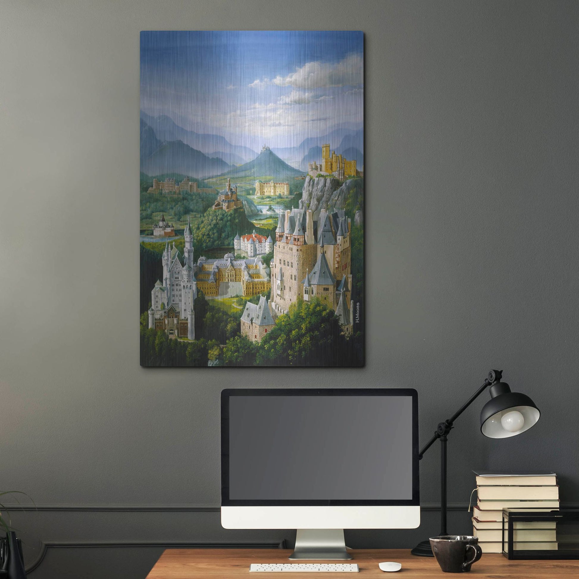 Luxe Metal Art 'German Castles' by Harro Maass, Metal Wall Art,24x36