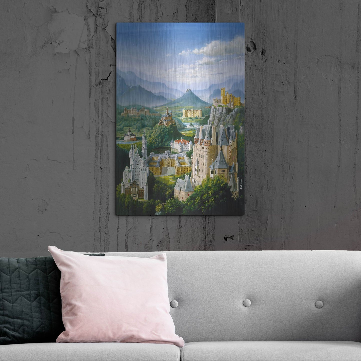 Luxe Metal Art 'German Castles' by Harro Maass, Metal Wall Art,24x36