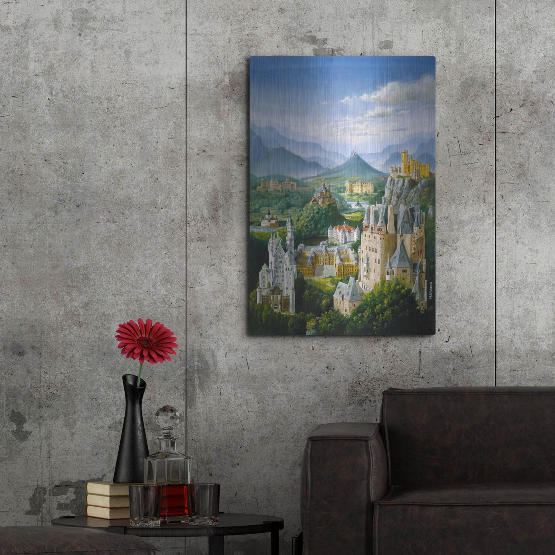 Luxe Metal Art 'German Castles' by Harro Maass, Metal Wall Art,24x36