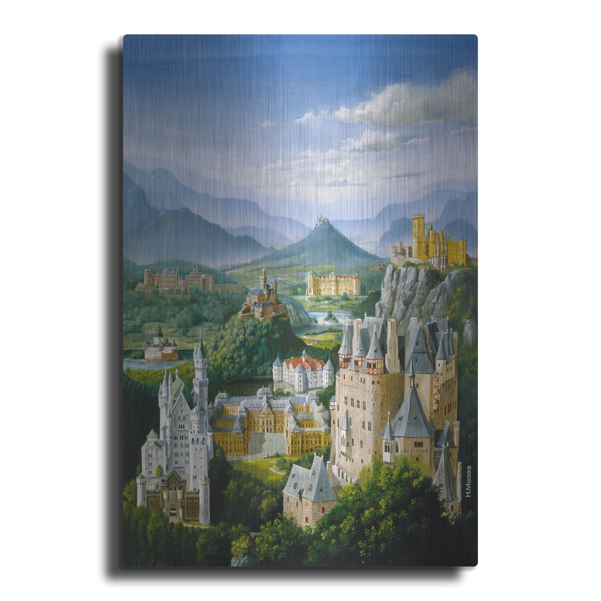 Luxe Metal Art 'German Castles' by Harro Maass, Metal Wall Art